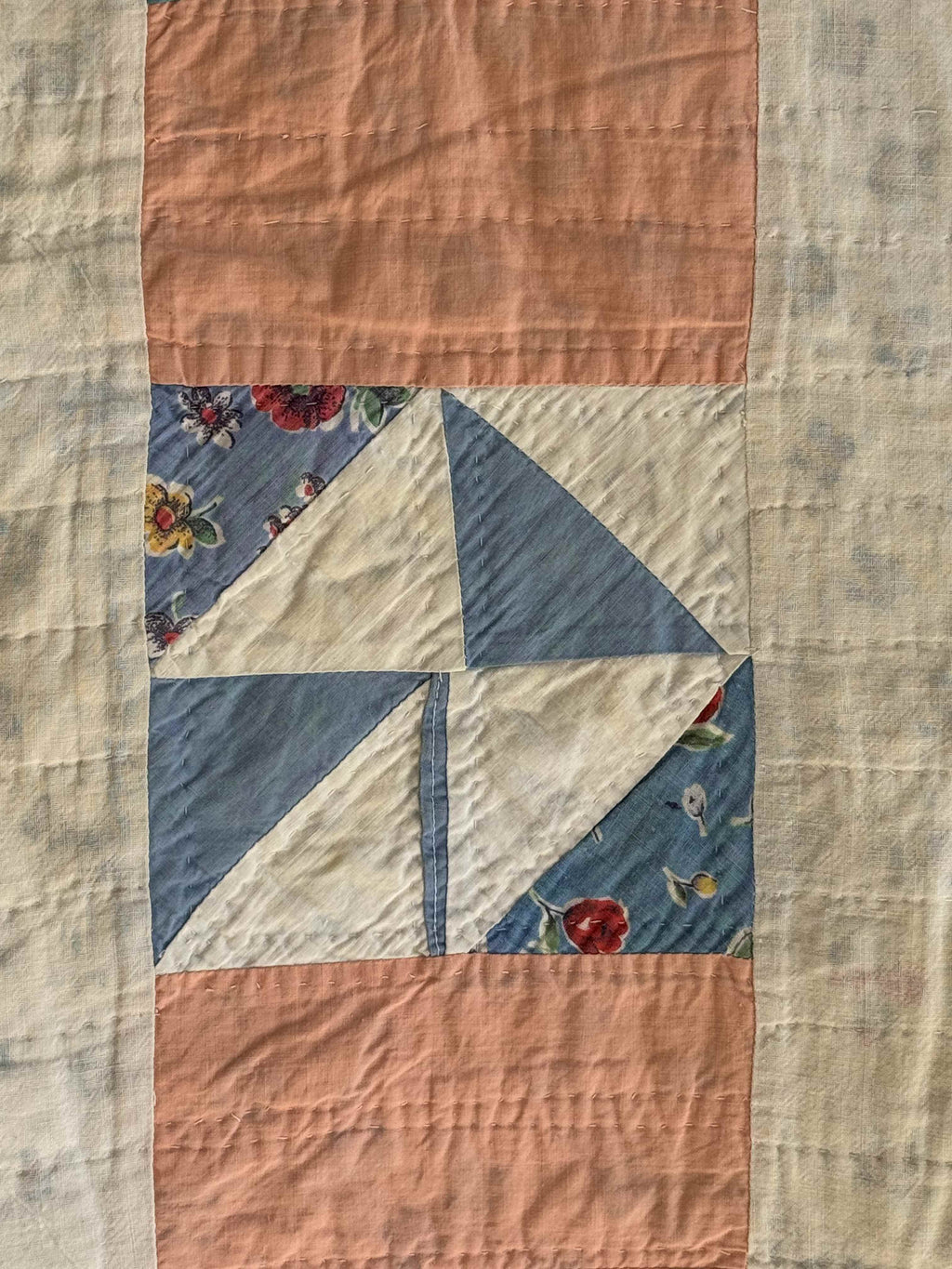 Vintage Quilt Half Square Triangle Pinwheel Variation