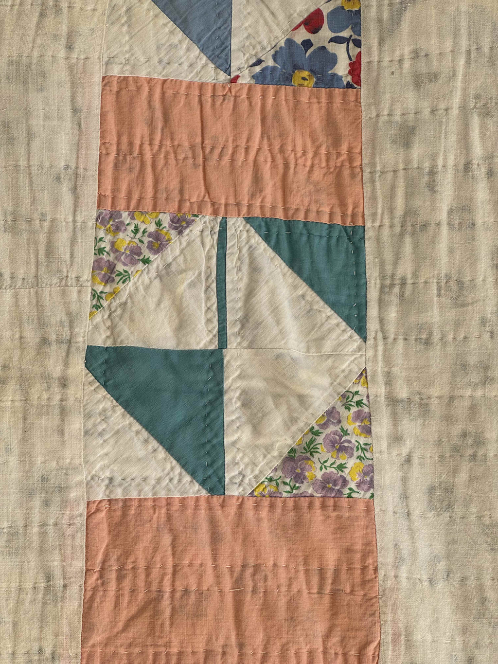Vintage Quilt Half Square Triangle Pinwheel Variation