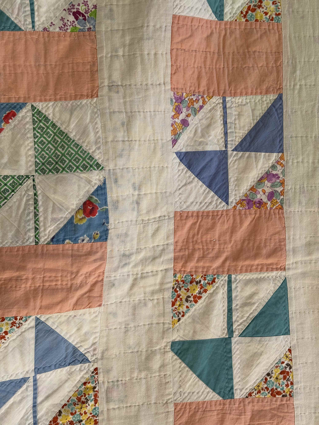 Vintage Quilt Half Square Triangle Pinwheel Variation