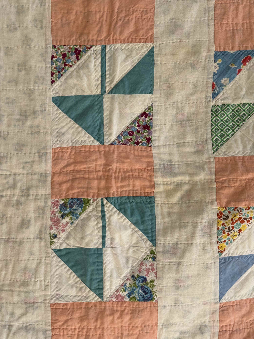 Vintage Quilt Half Square Triangle Pinwheel Variation