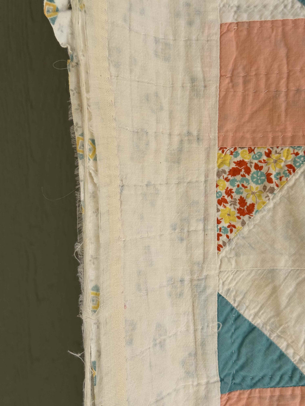 Vintage Quilt Half Square Triangle Pinwheel Variation
