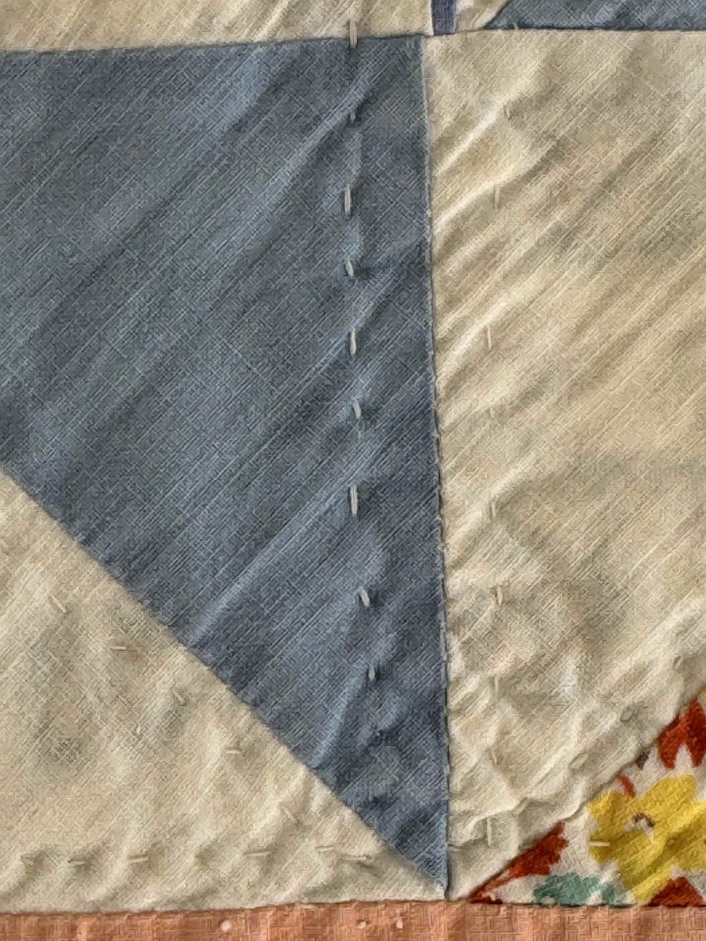 Vintage Quilt Half Square Triangle Pinwheel Variation