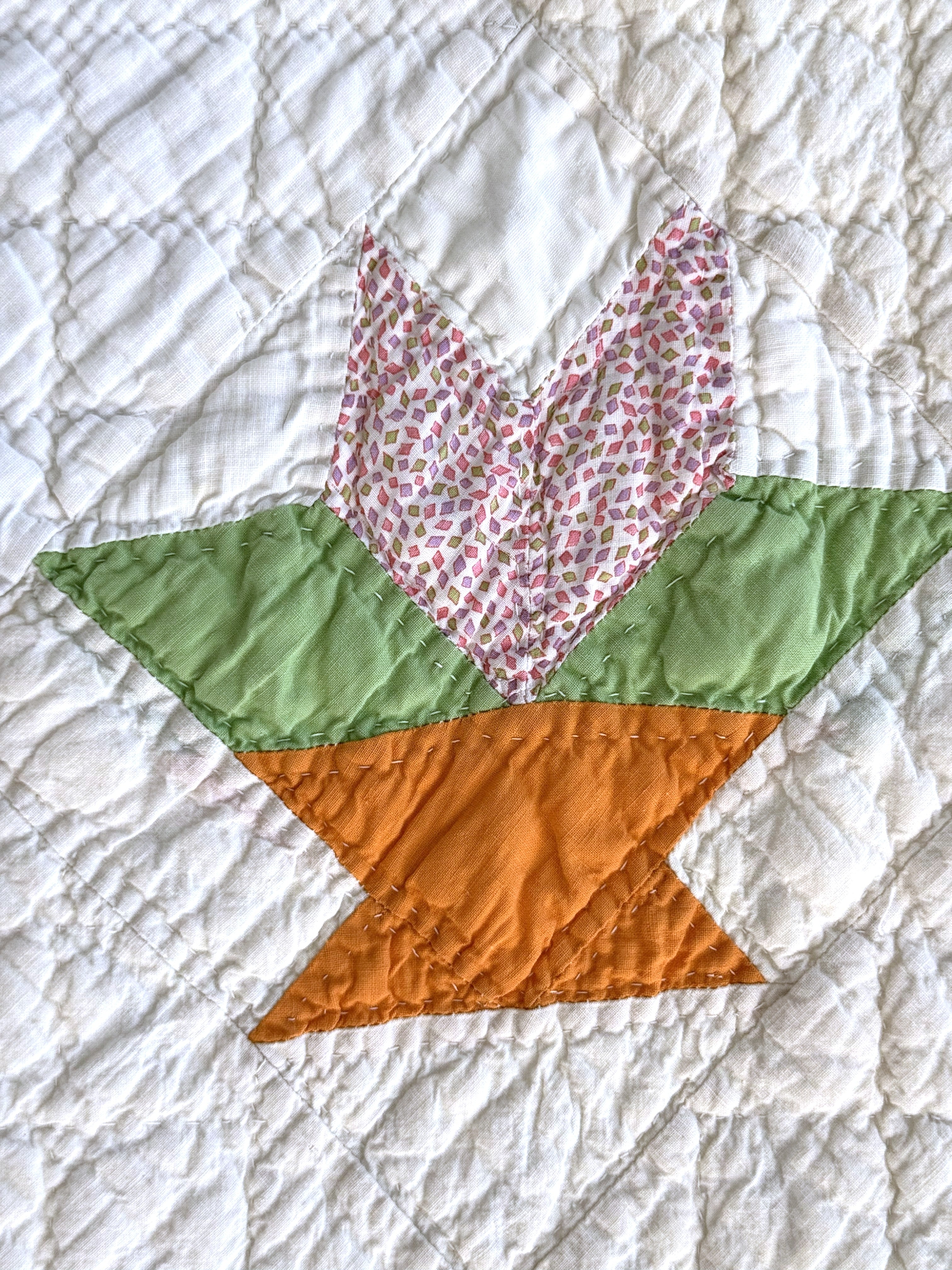 Vintage Cactus Basket Quilt - Orange