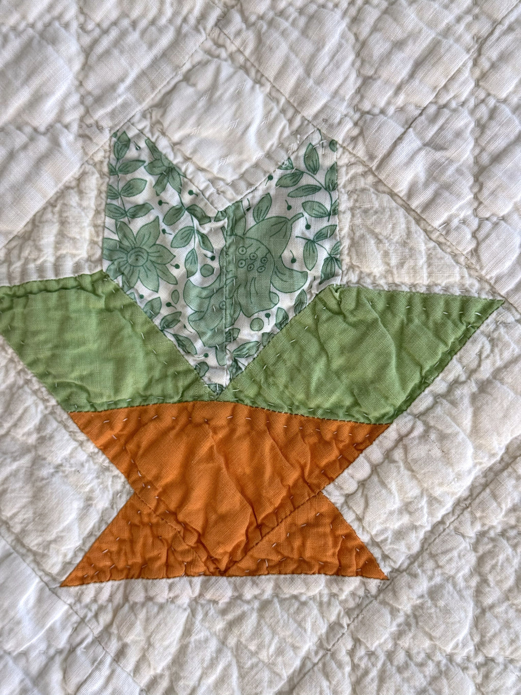 Vintage Cactus Basket Quilt - Orange