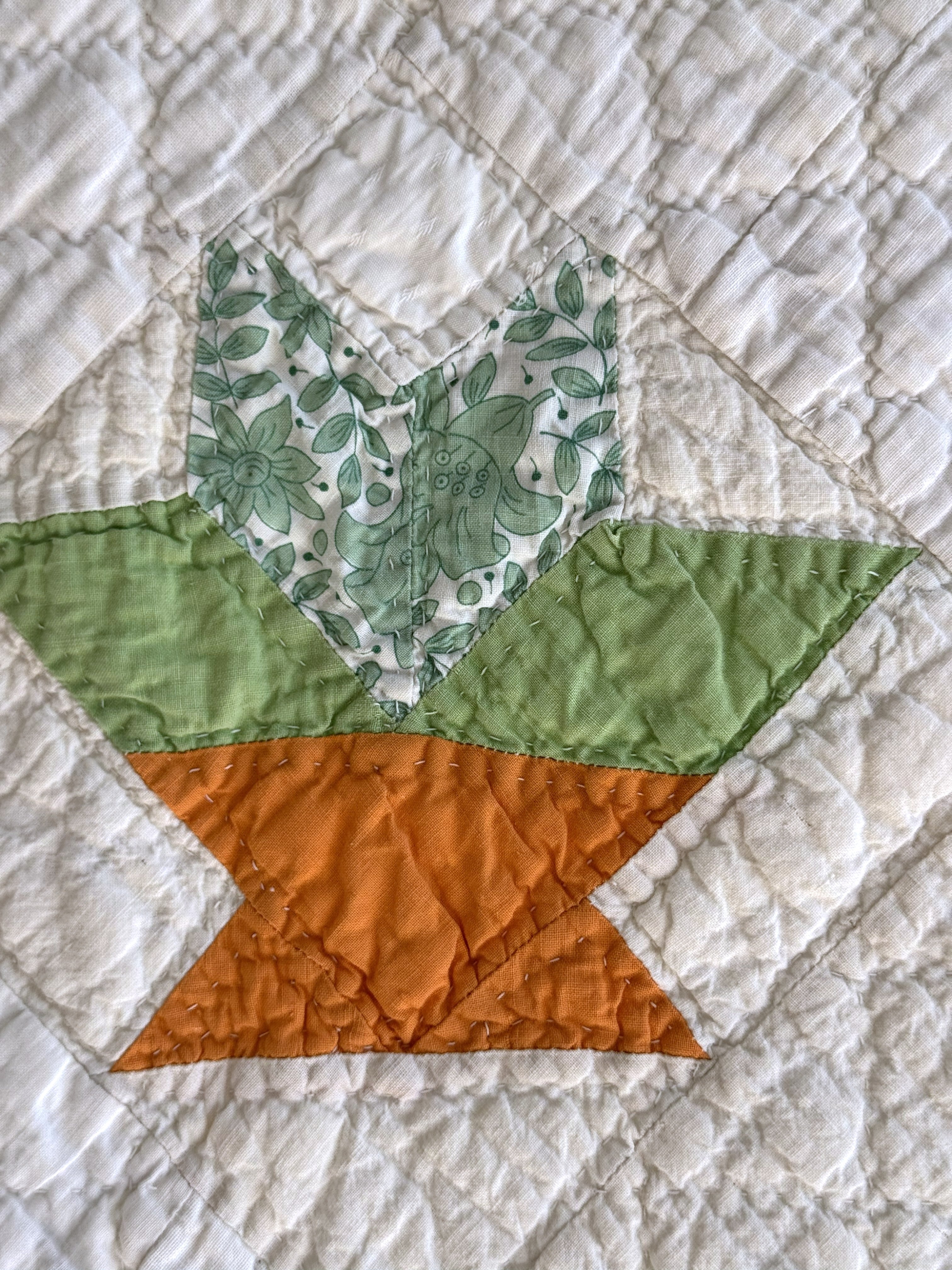 Vintage Cactus Basket Quilt - Orange