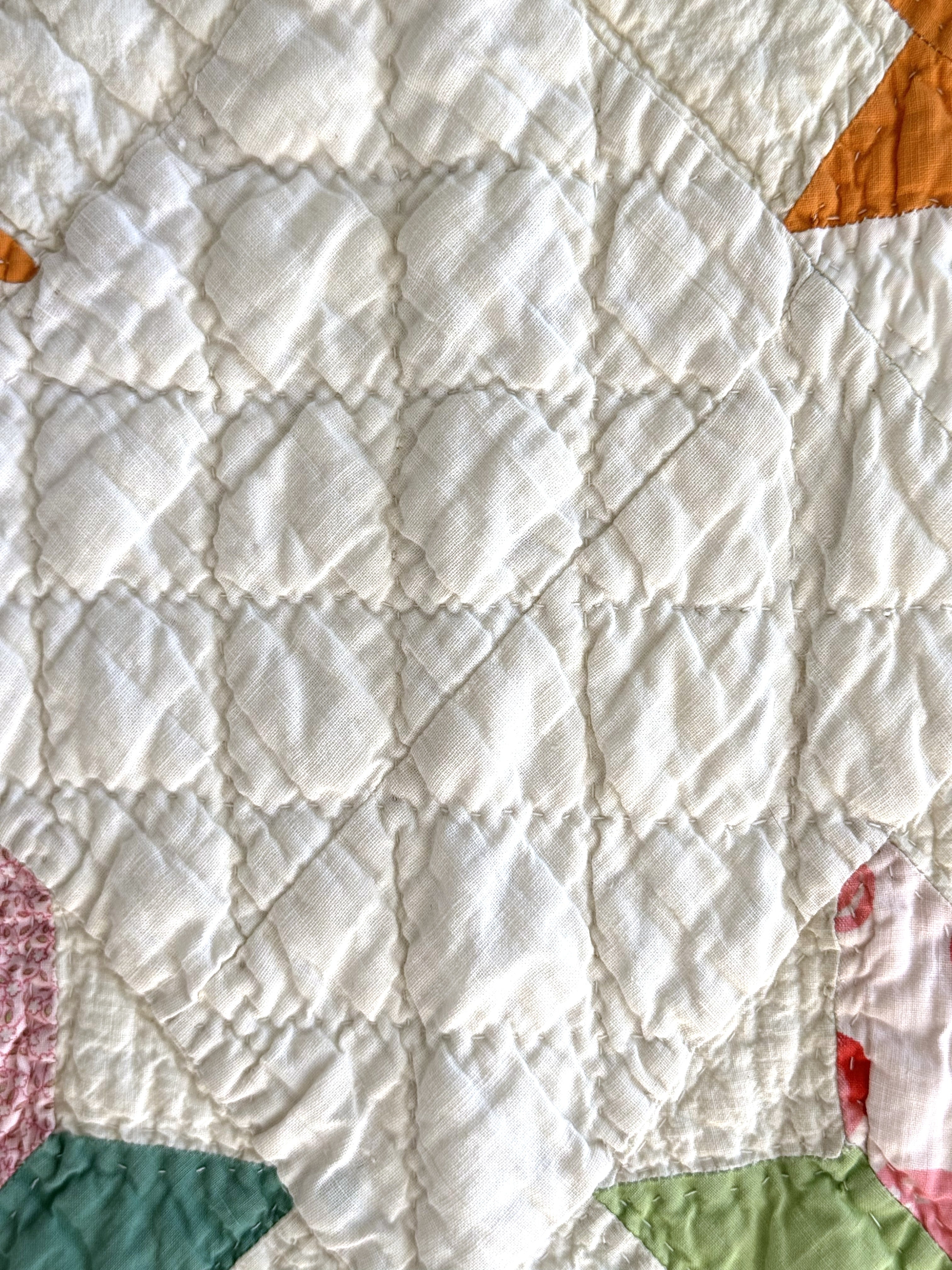Vintage Cactus Basket Quilt - Orange