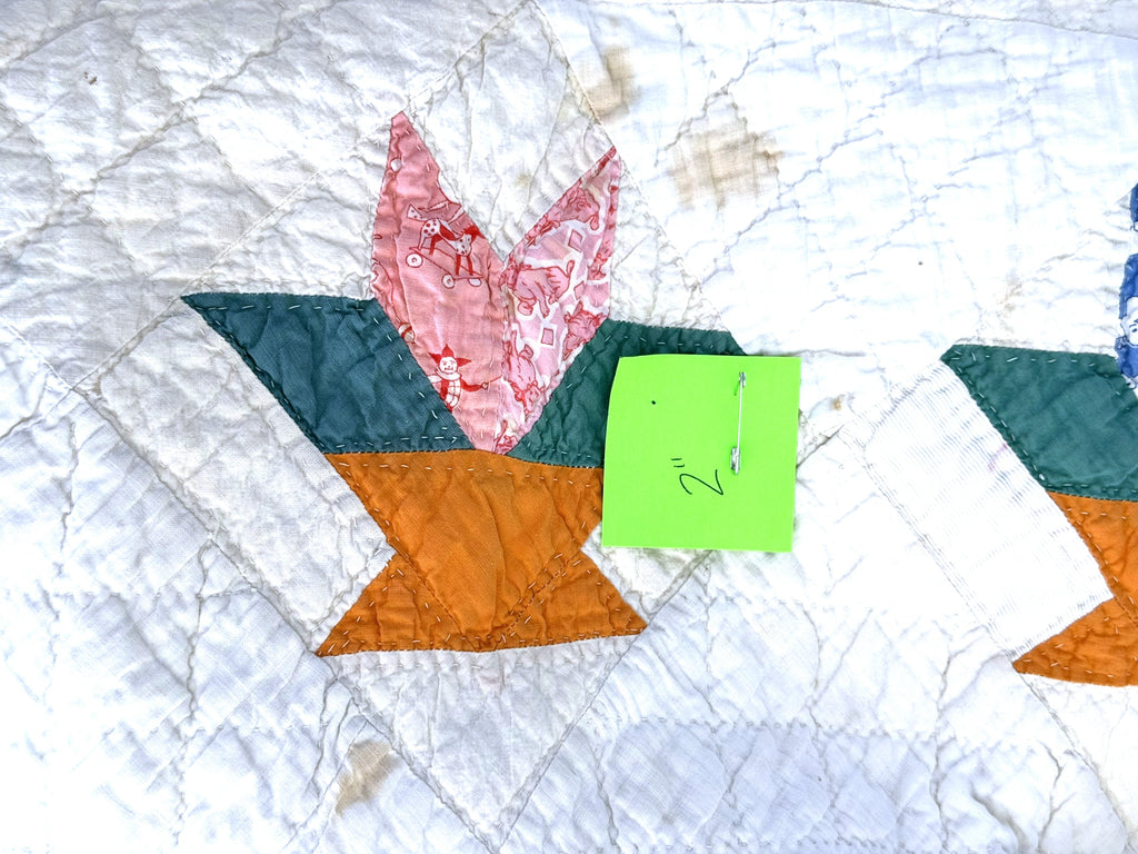Vintage Cactus Basket Quilt - Orange