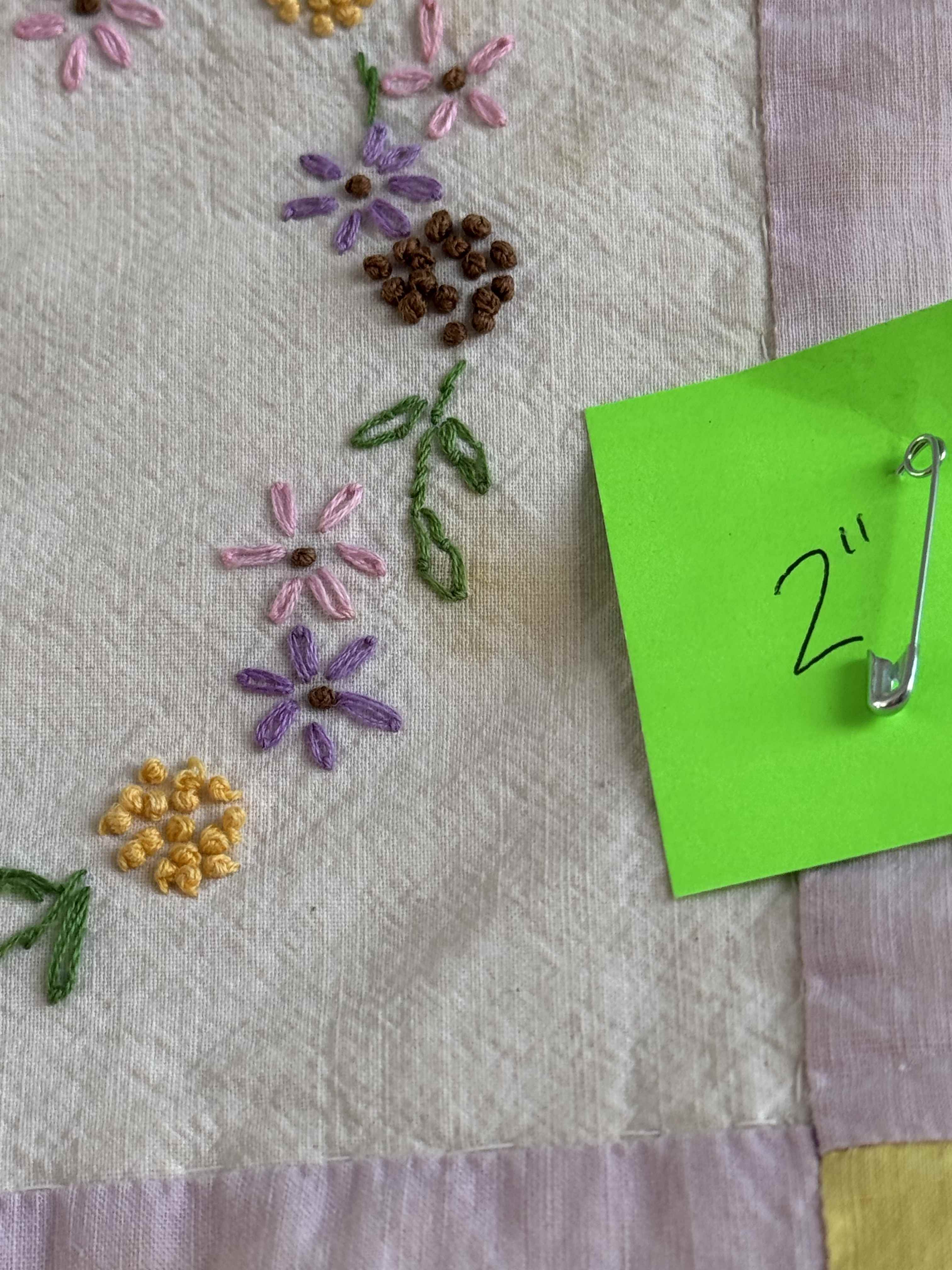Vintage Quilt Floral Wreath Embroidered