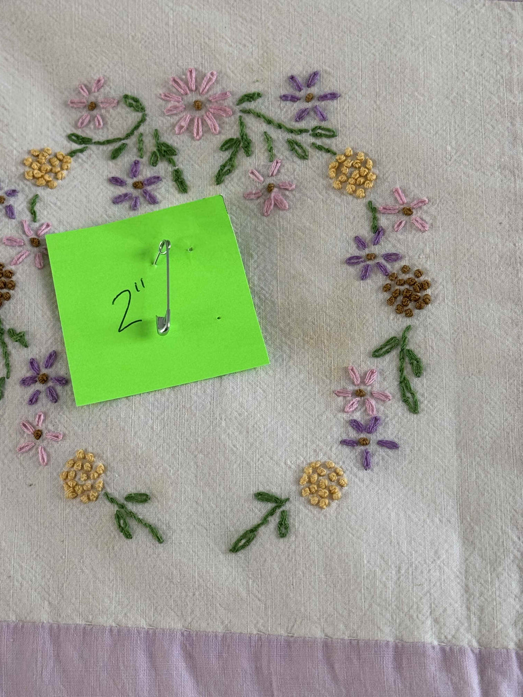 Vintage Quilt Floral Wreath Embroidered