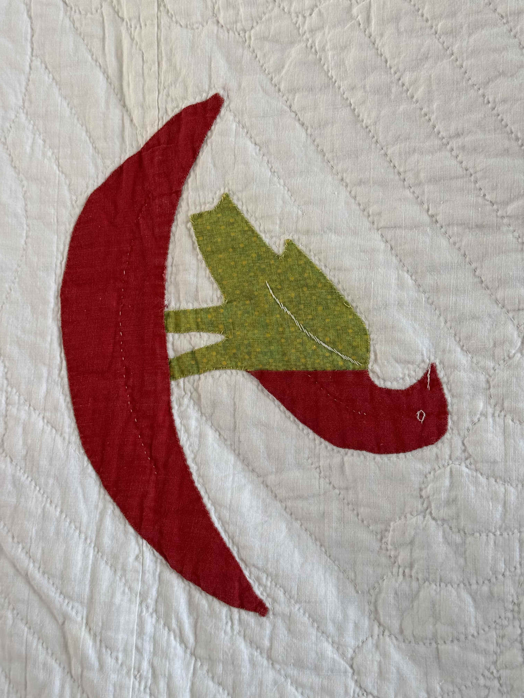 Vintage Quilt Rose of Sharon Wreath with Folk Art Birds