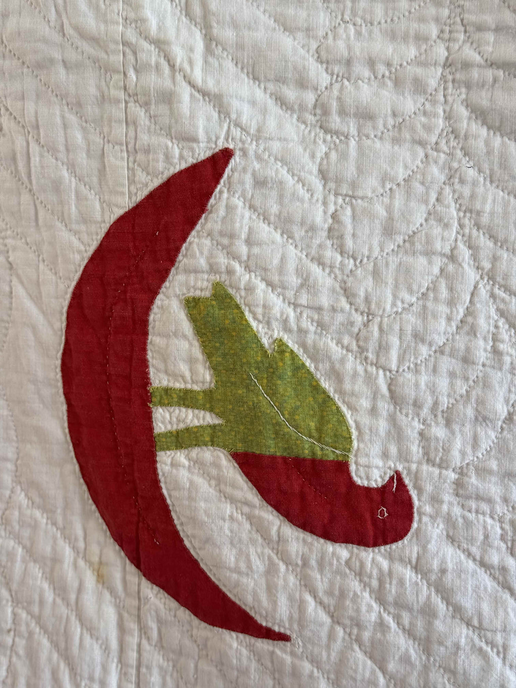 Vintage Quilt Rose of Sharon Wreath with Folk Art Birds