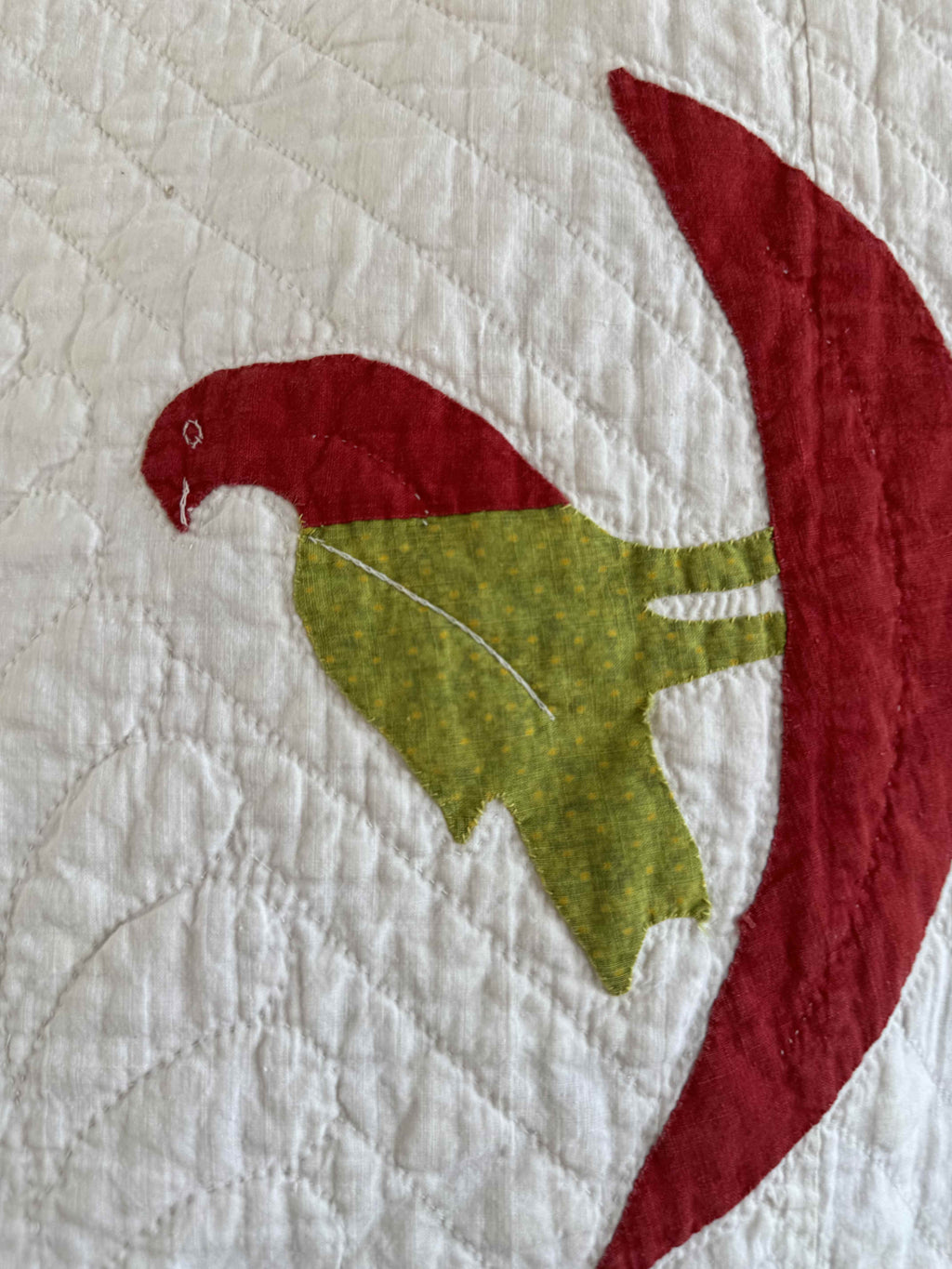 Vintage Quilt Rose of Sharon Wreath with Folk Art Birds