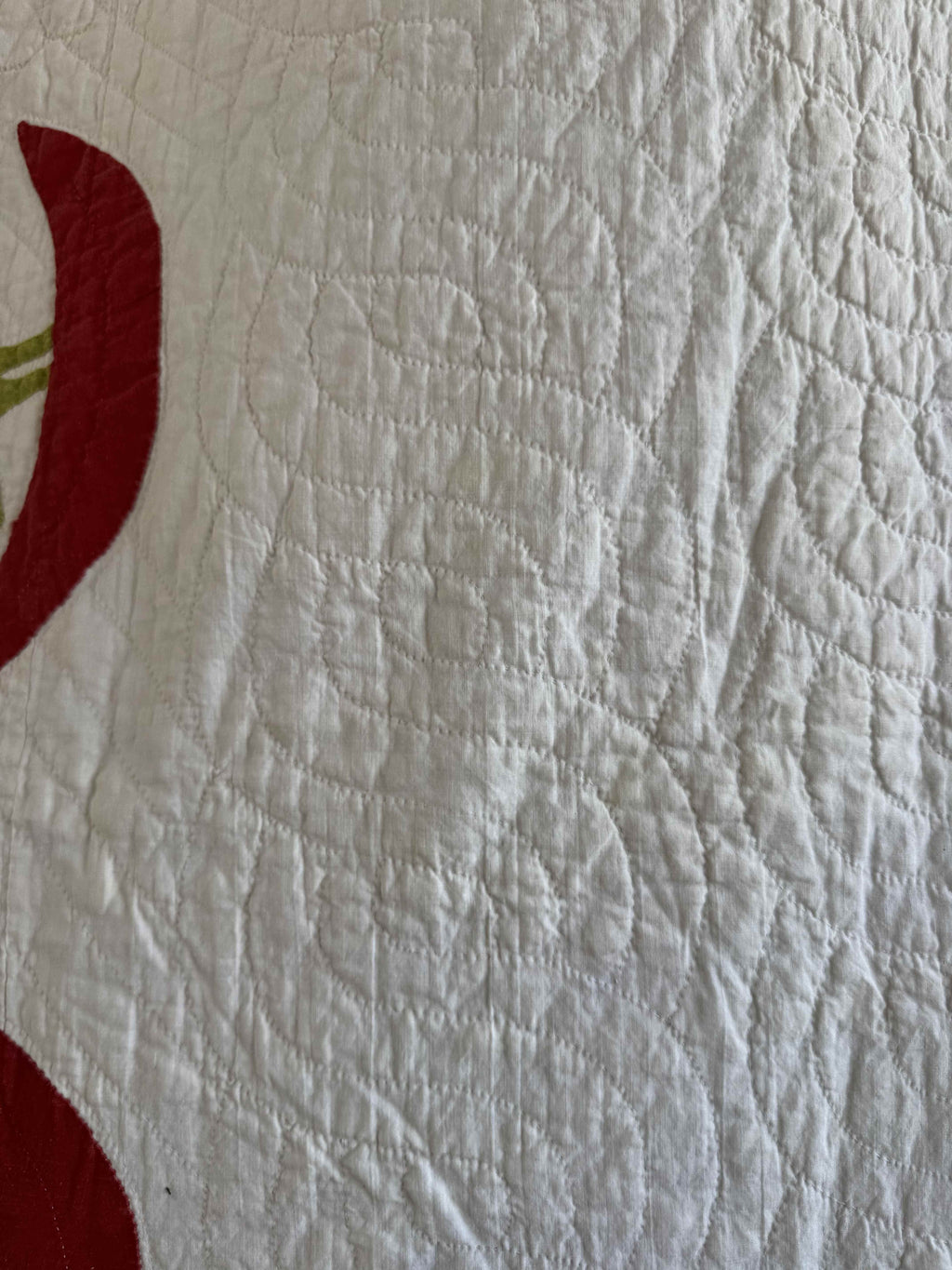 Vintage Quilt Rose of Sharon Wreath with Folk Art Birds