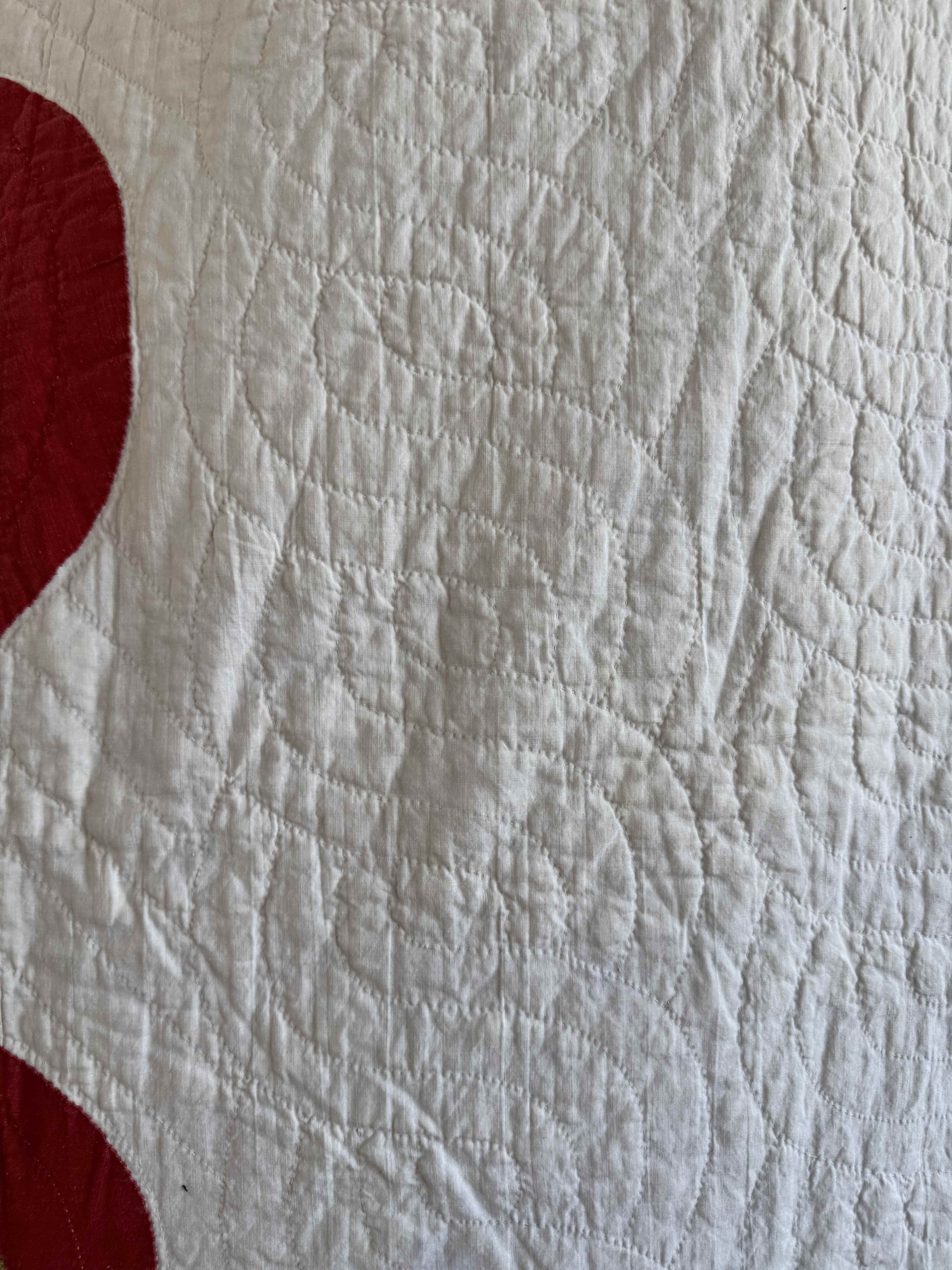 Vintage Quilt Rose of Sharon Wreath with Folk Art Birds