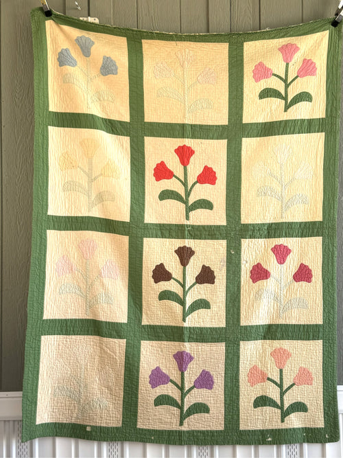 **SOLD** Vintage Cutter Quilt Tulip Applique ** SOLD**