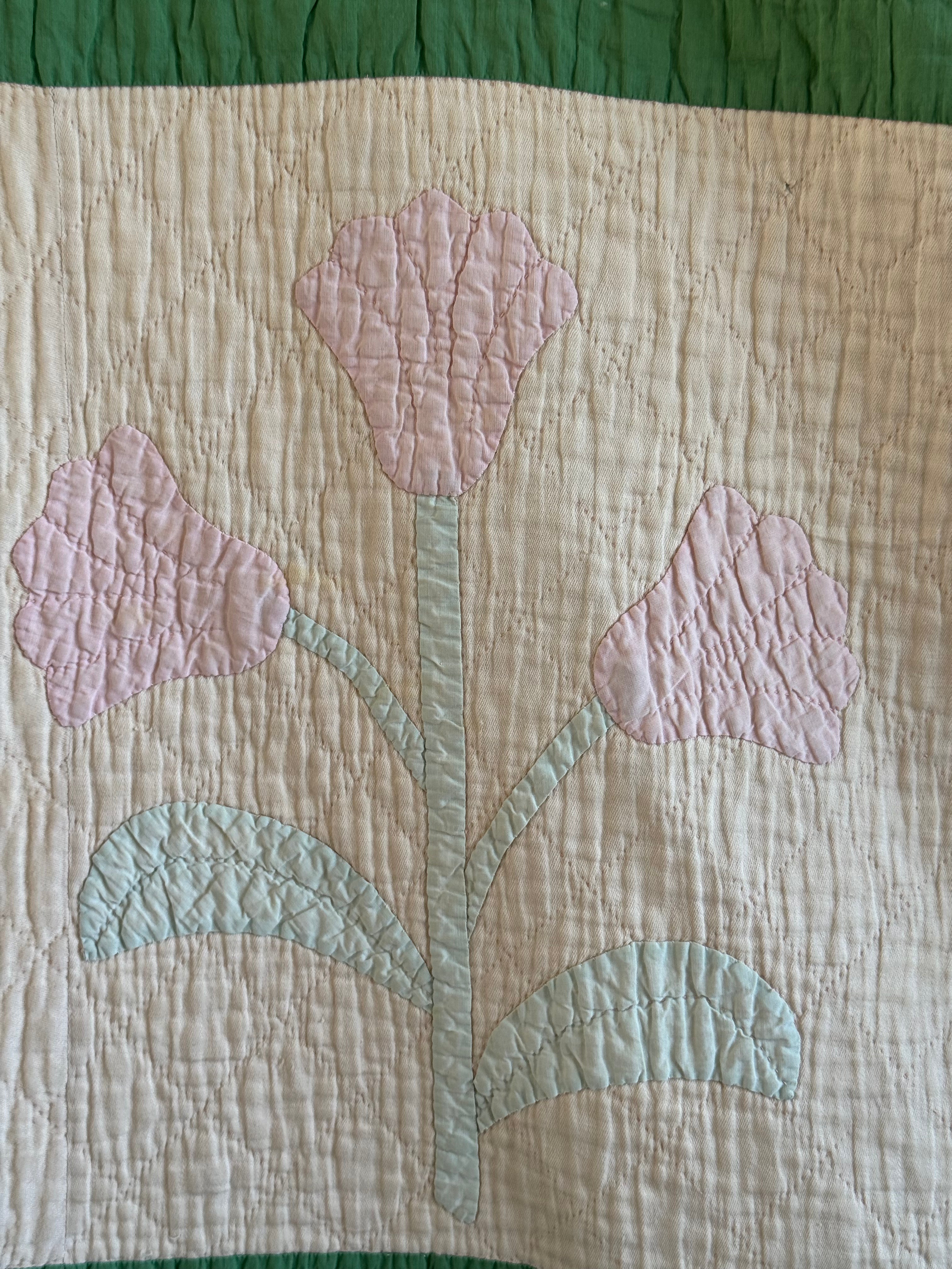 **SOLD** Vintage Cutter Quilt Tulip Applique ** SOLD**