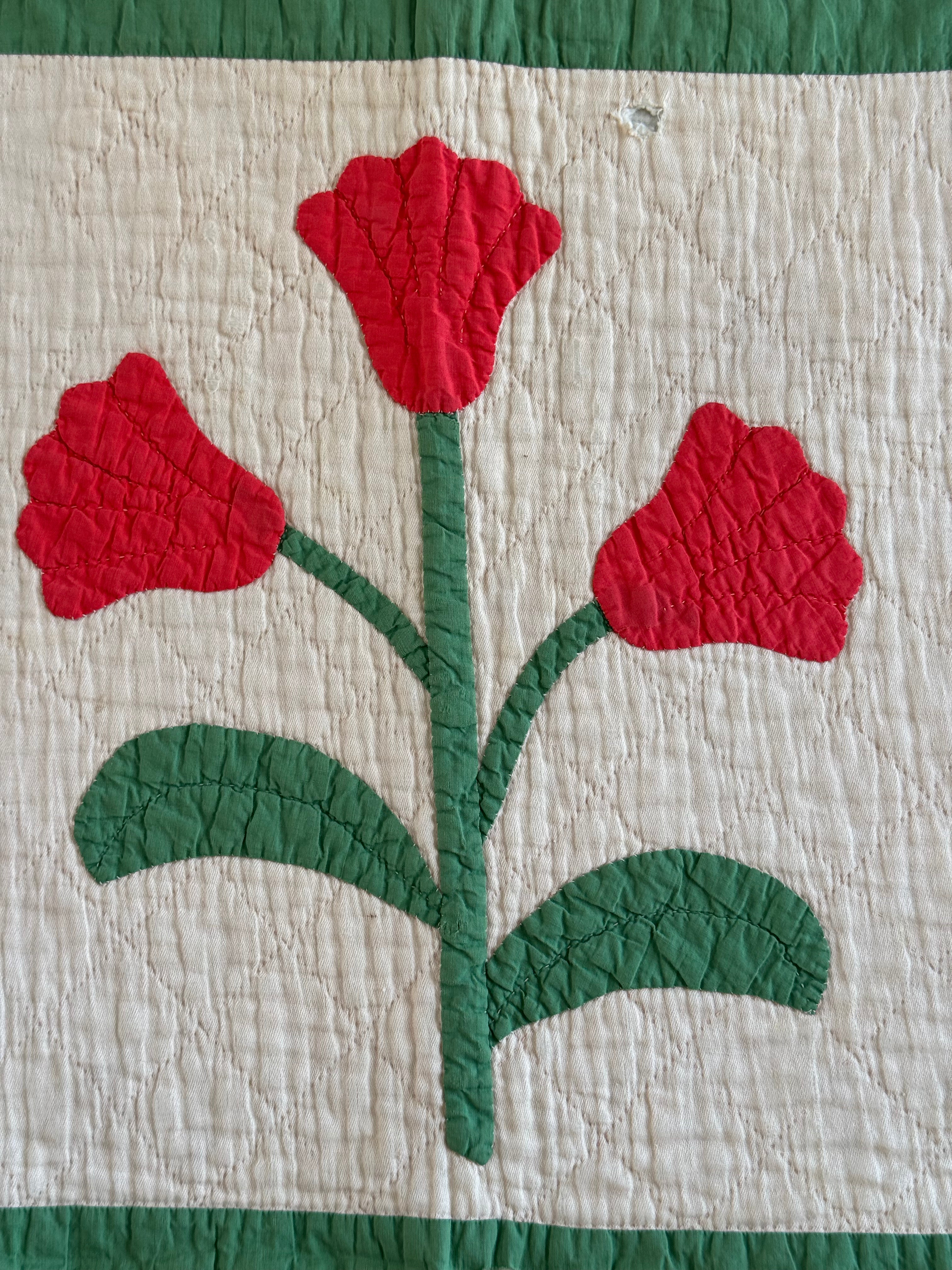 **SOLD** Vintage Cutter Quilt Tulip Applique ** SOLD**
