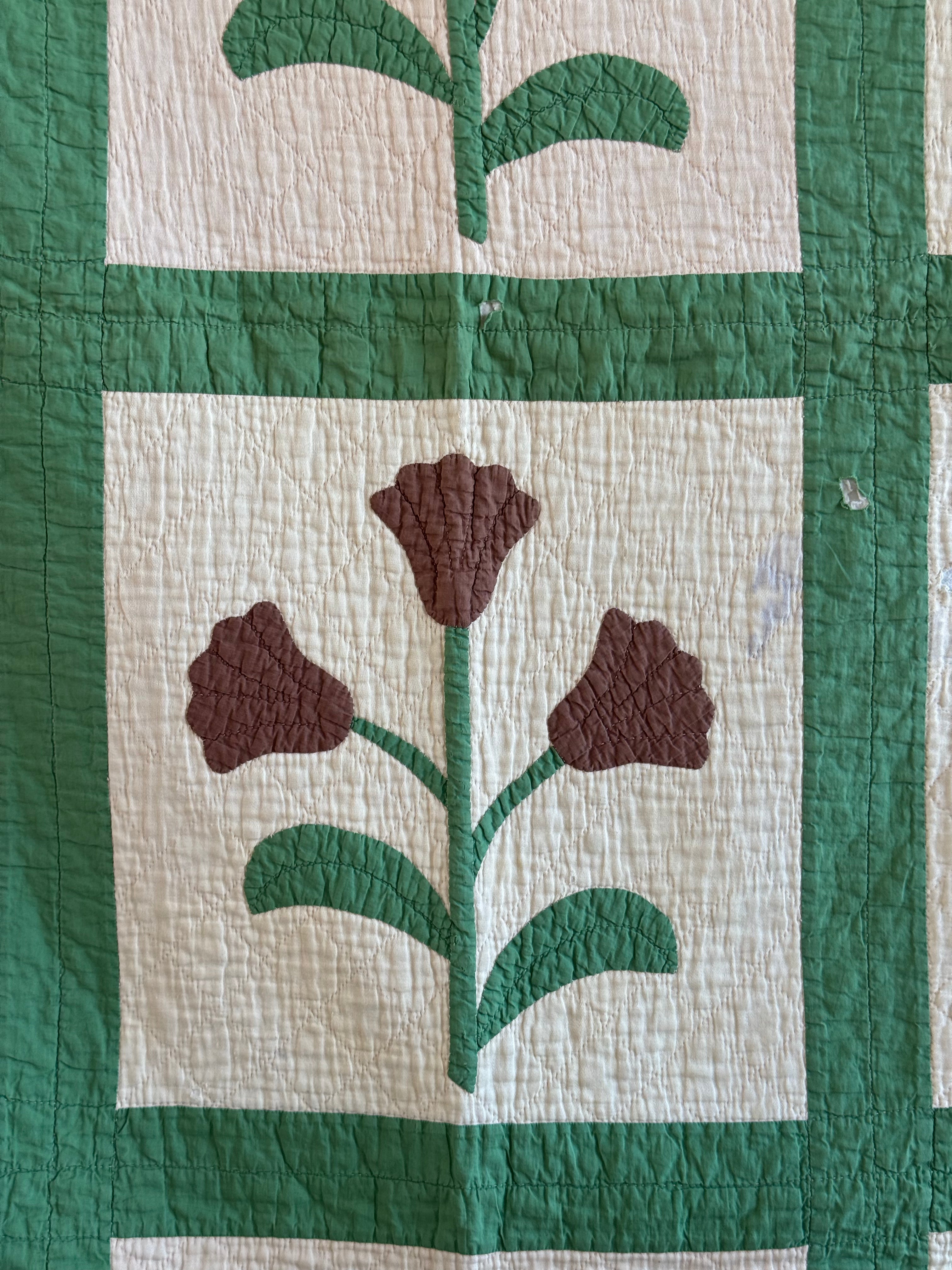 **SOLD** Vintage Cutter Quilt Tulip Applique ** SOLD**