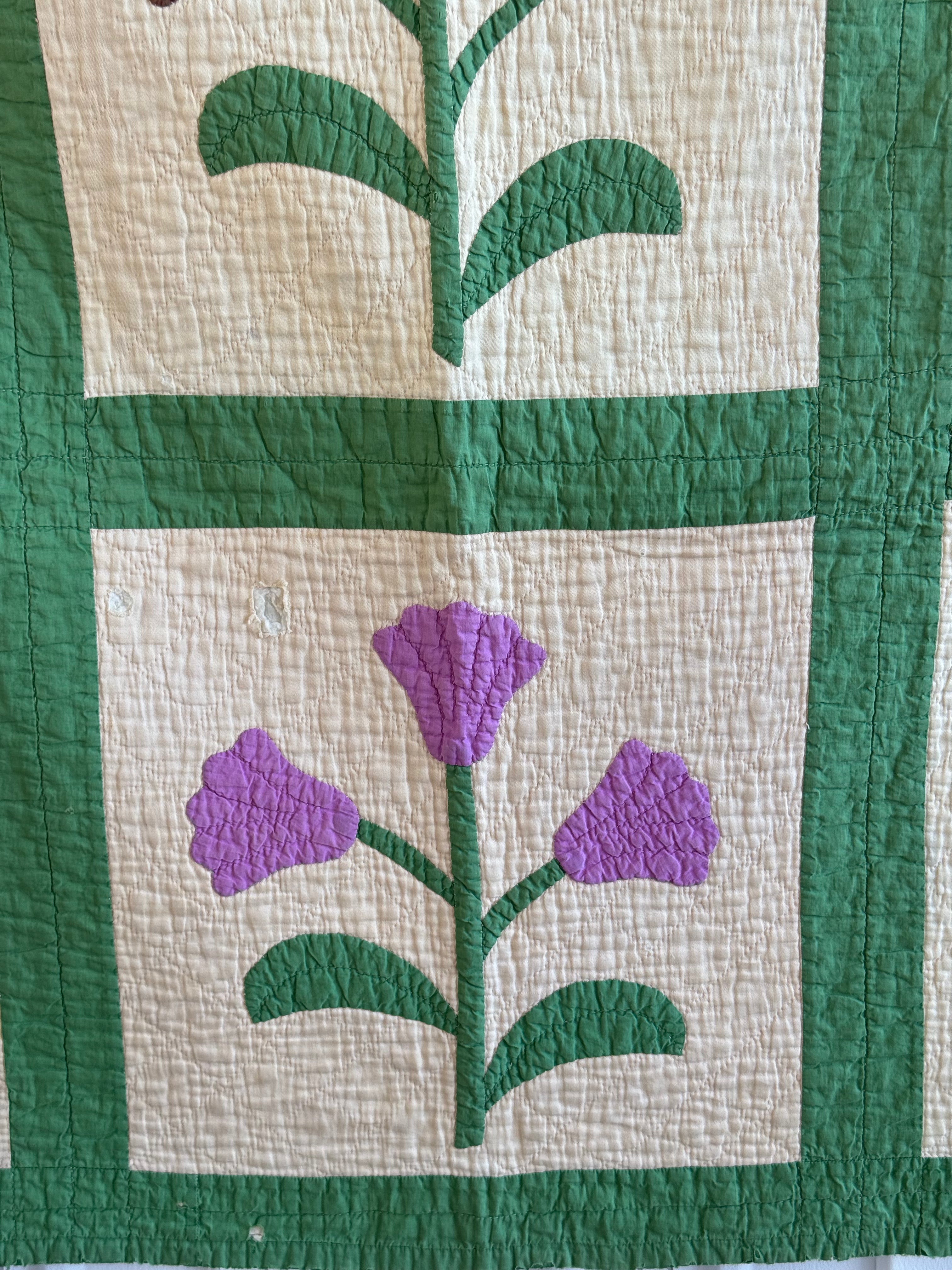 **SOLD** Vintage Cutter Quilt Tulip Applique ** SOLD**