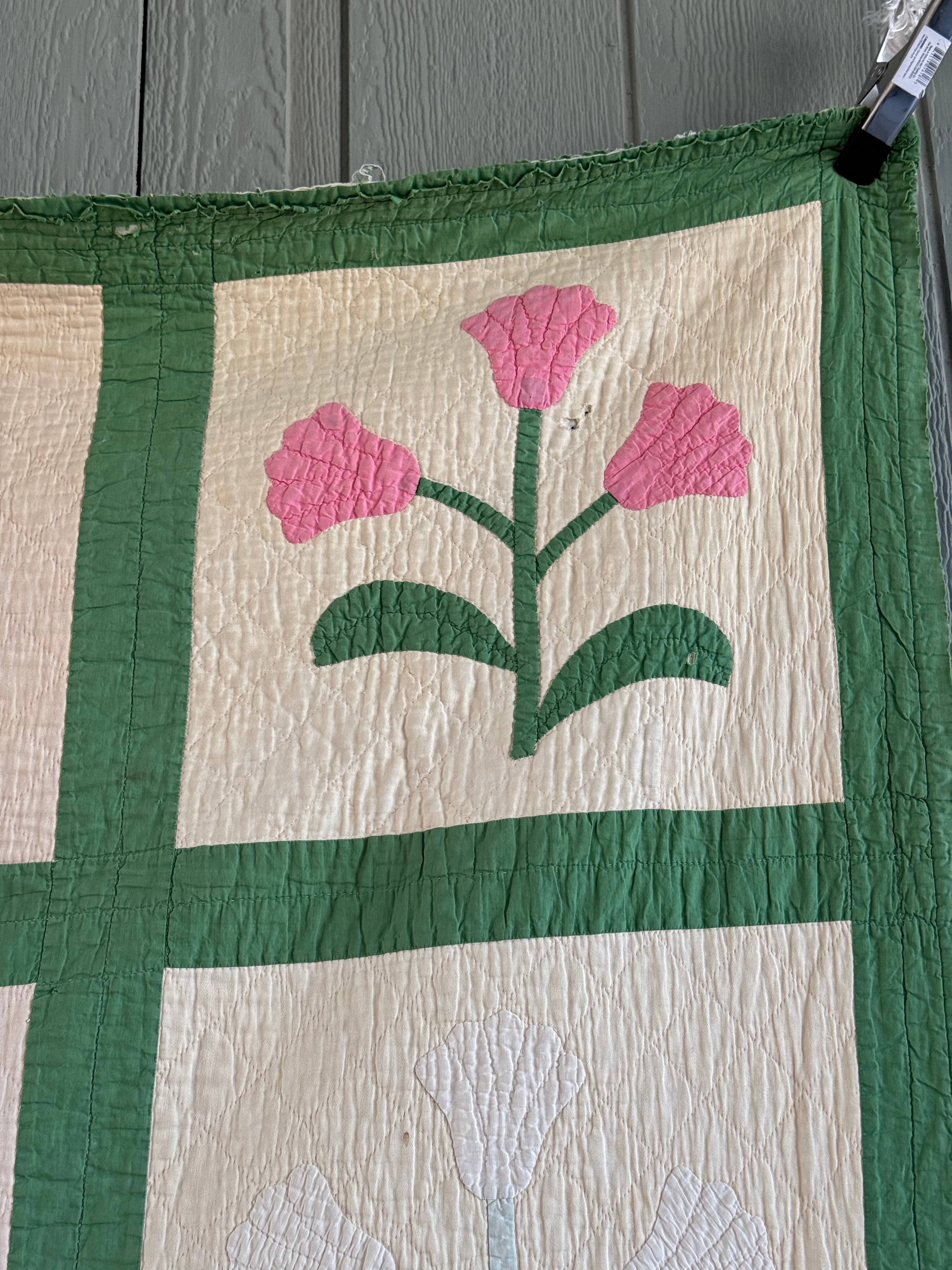 **SOLD** Vintage Cutter Quilt Tulip Applique ** SOLD**