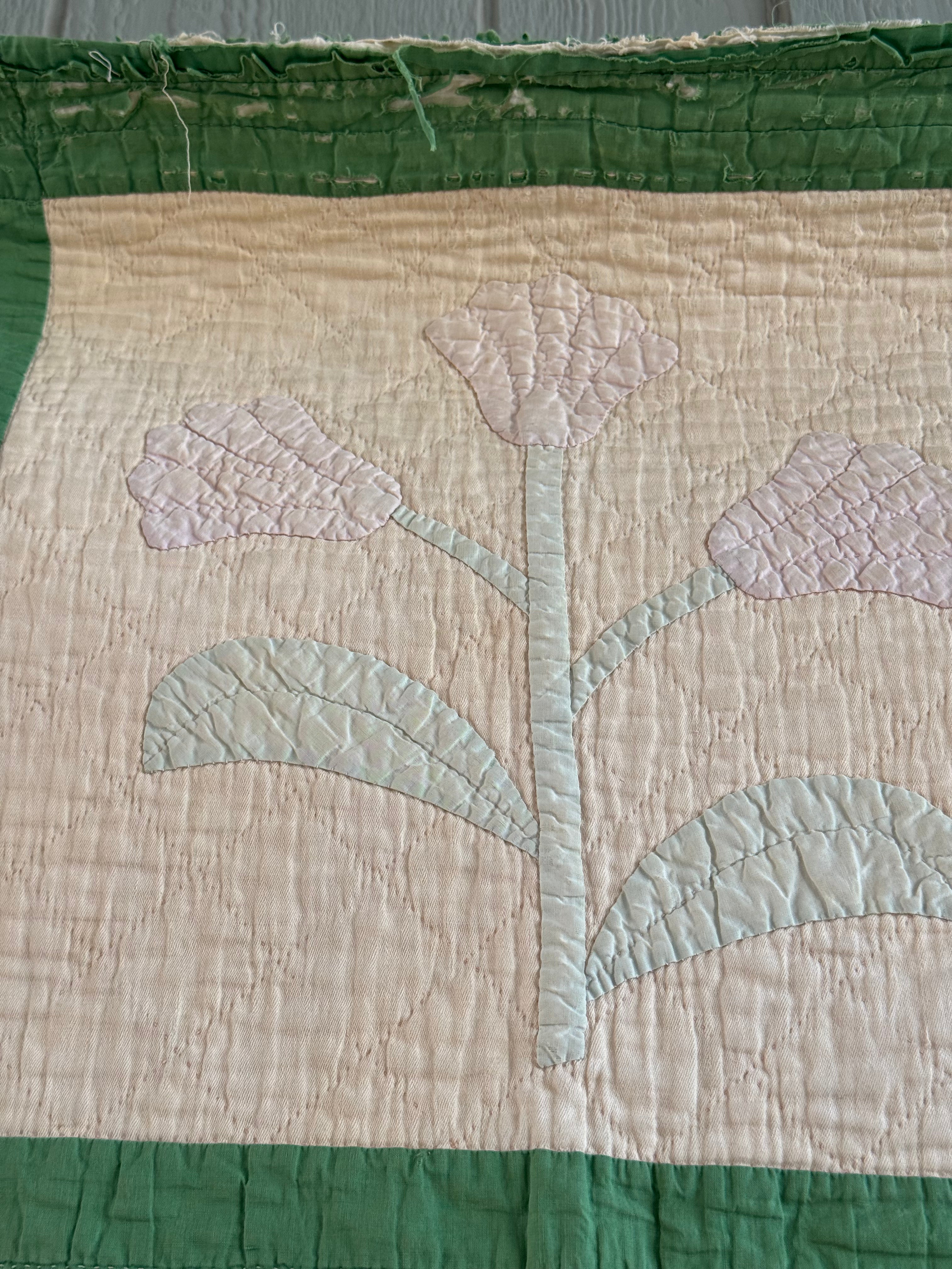 **SOLD** Vintage Cutter Quilt Tulip Applique ** SOLD**