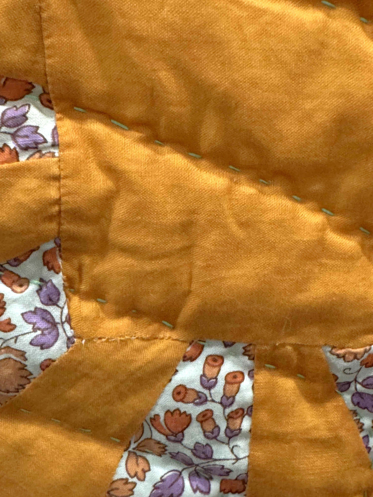 Vintage Quilt Sampler Block with Aqua Setting