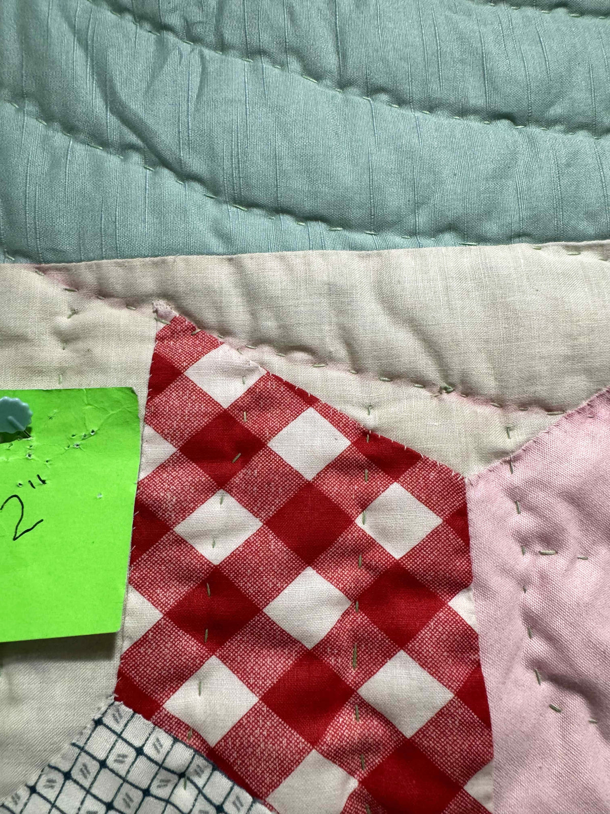 Vintage Quilt Sampler Block with Aqua Setting