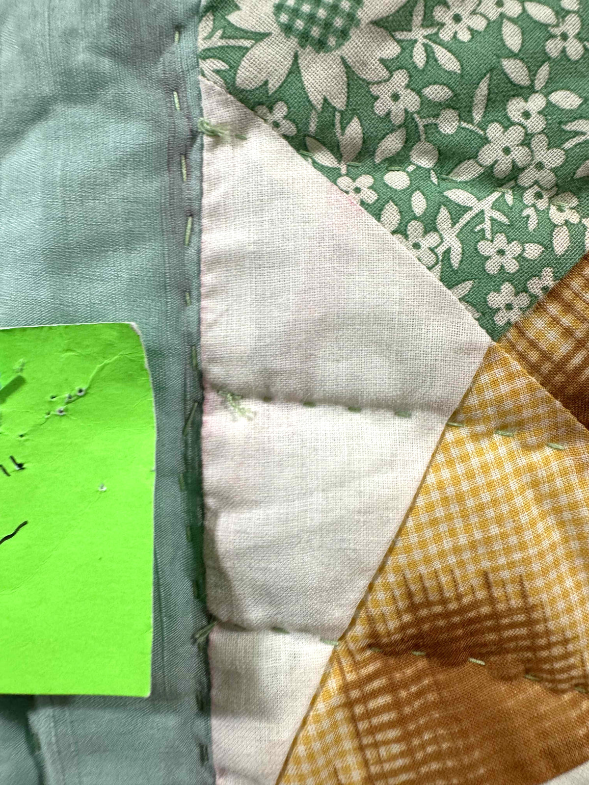 Vintage Quilt Sampler Block with Aqua Setting