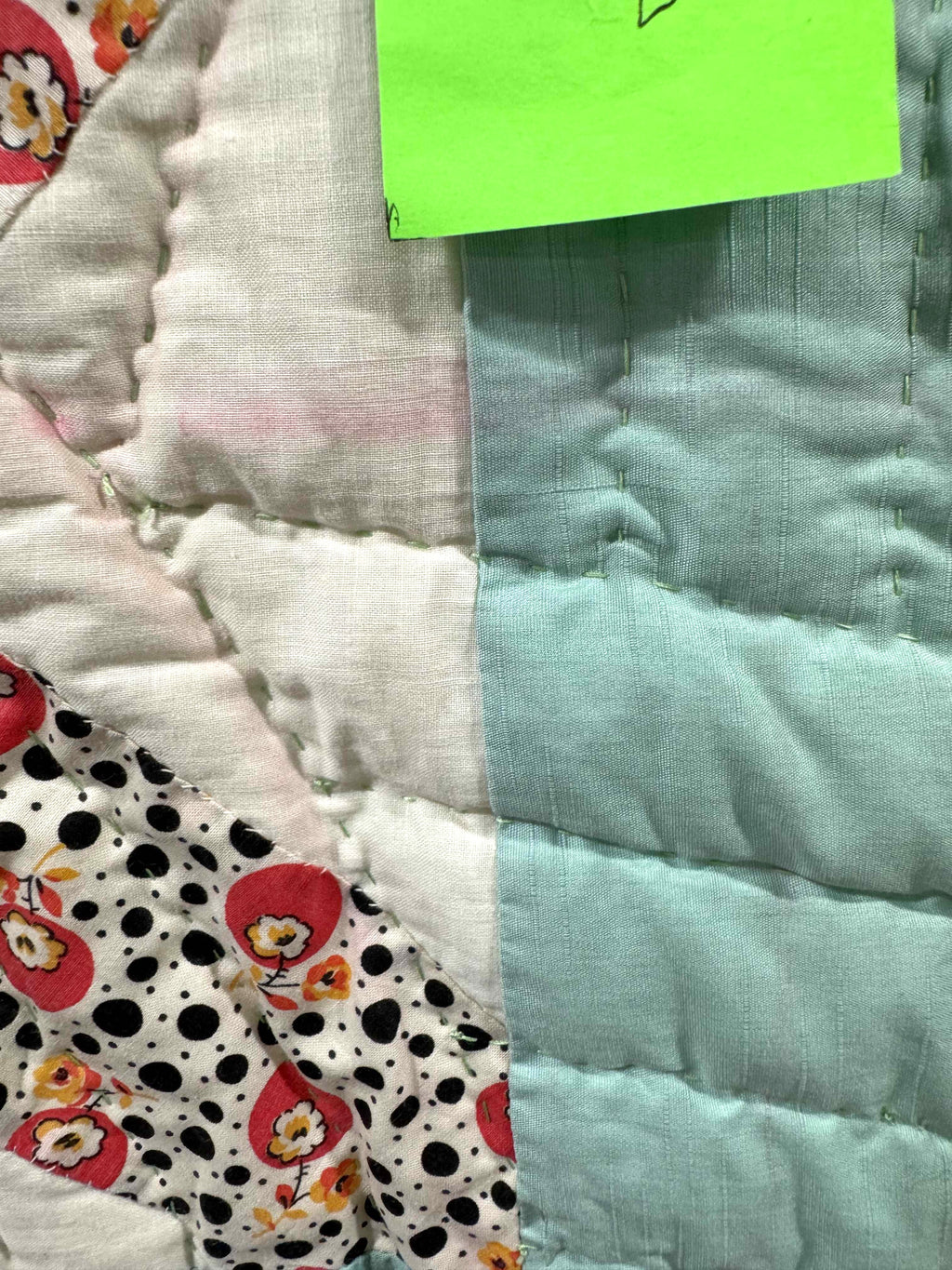 Vintage Quilt Sampler Block with Aqua Setting