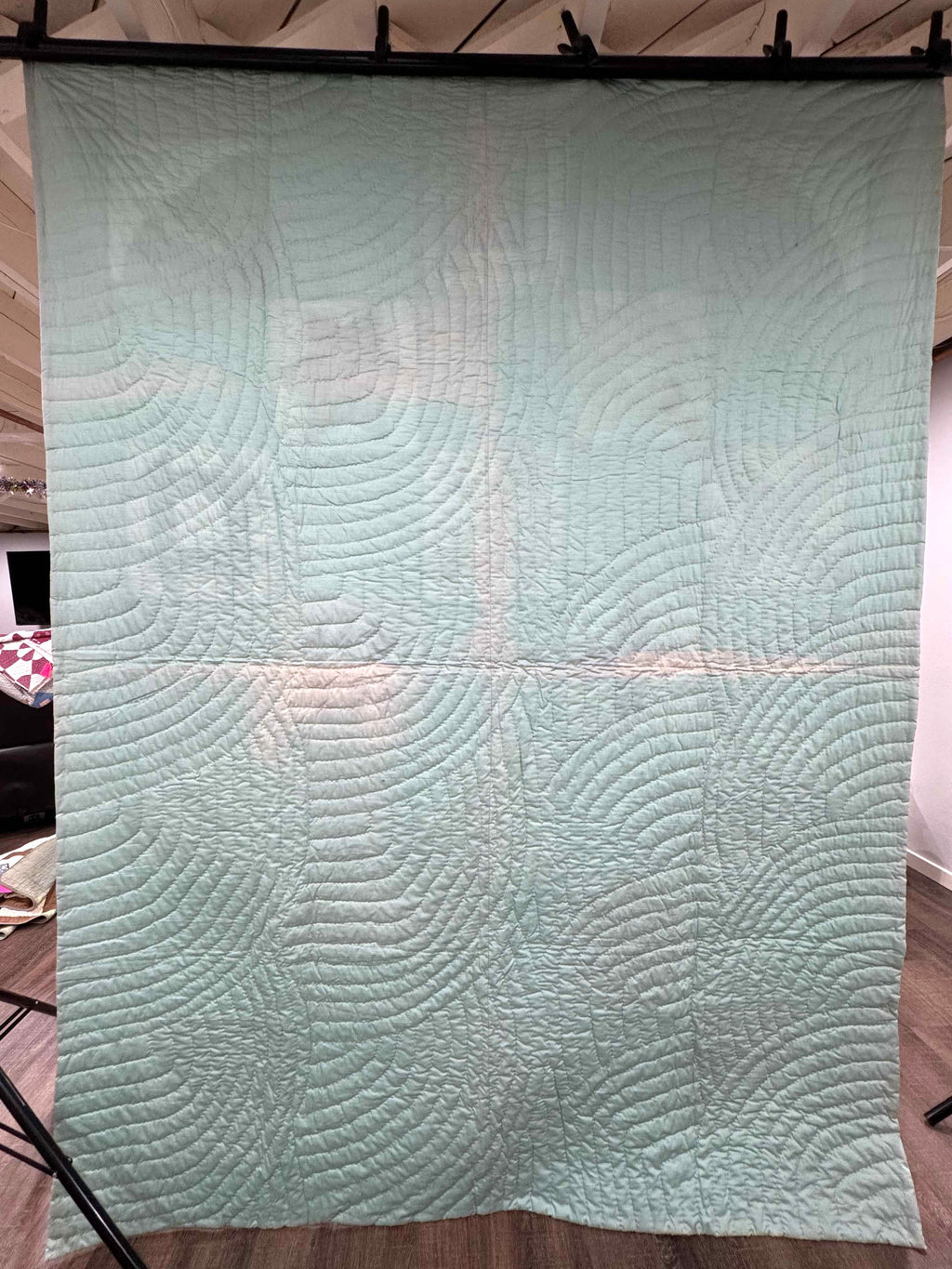 Vintage Quilt Sampler Block with Aqua Setting