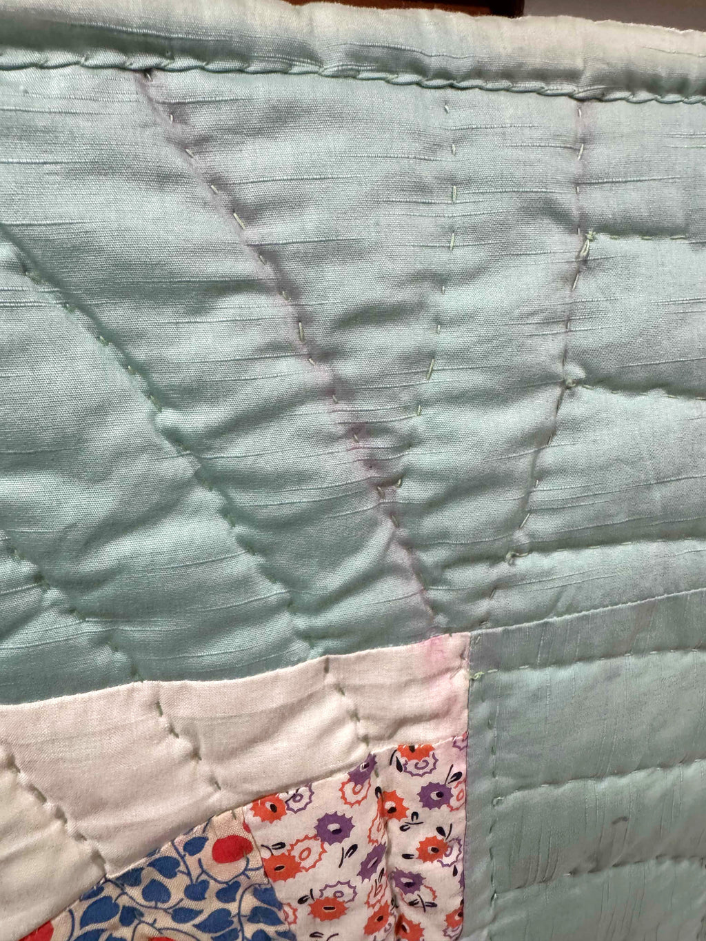 Vintage Quilt Sampler Block with Aqua Setting