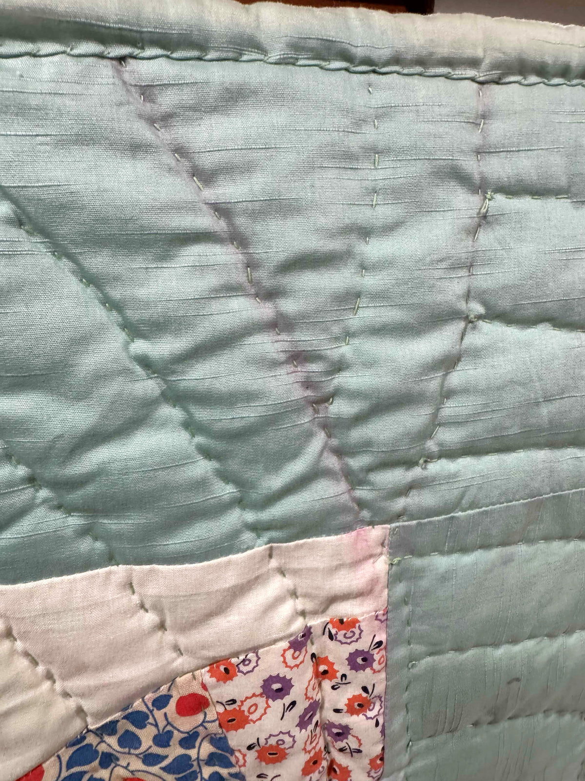 Vintage Quilt Sampler Block with Aqua Setting