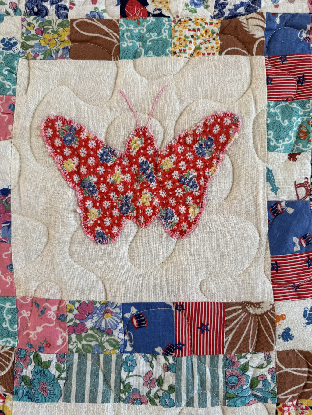 **SOLD** Vintage Quilt Feed Sack Butterfly ** SOLD**