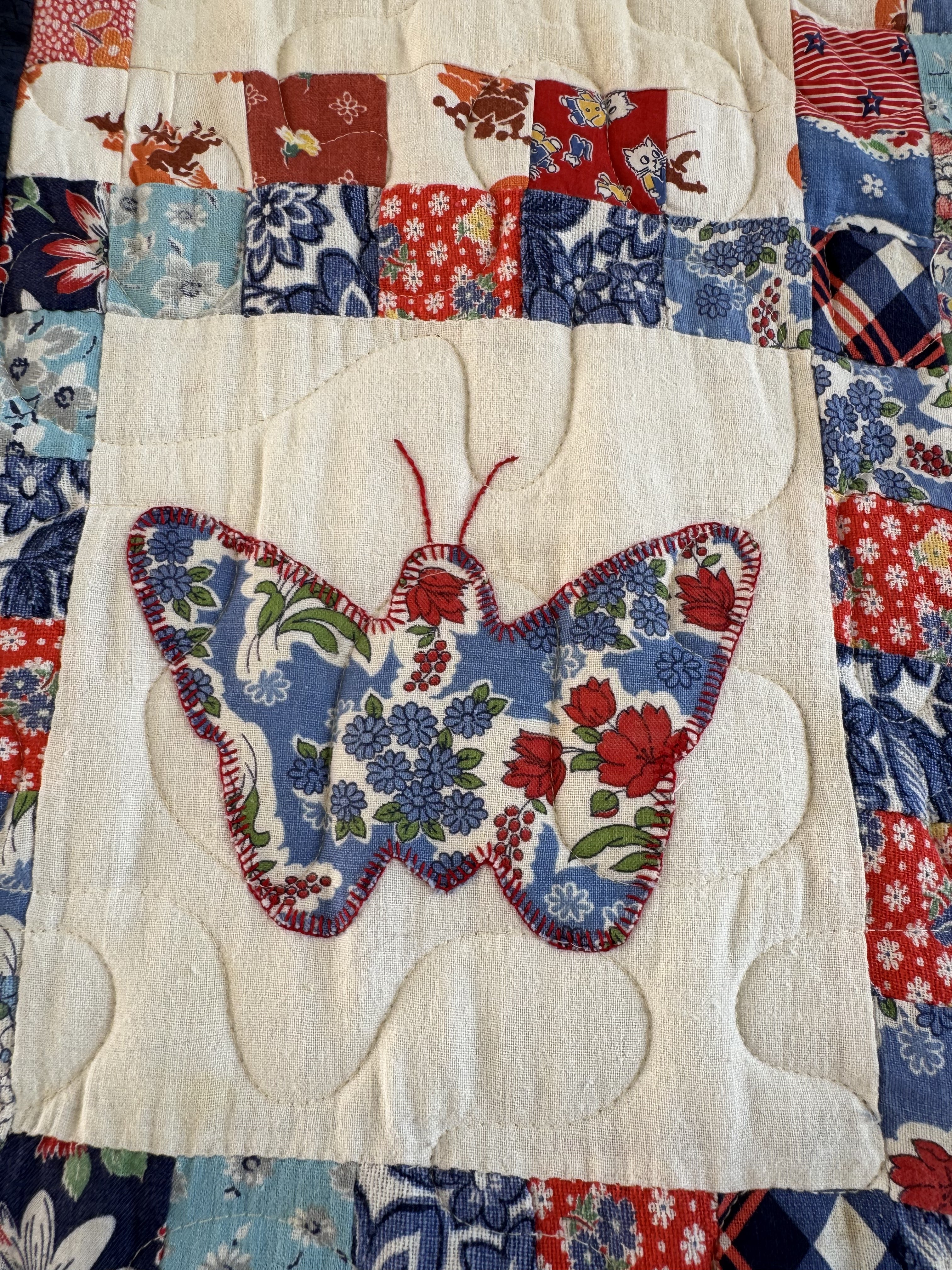 **SOLD** Vintage Quilt Feed Sack Butterfly ** SOLD**
