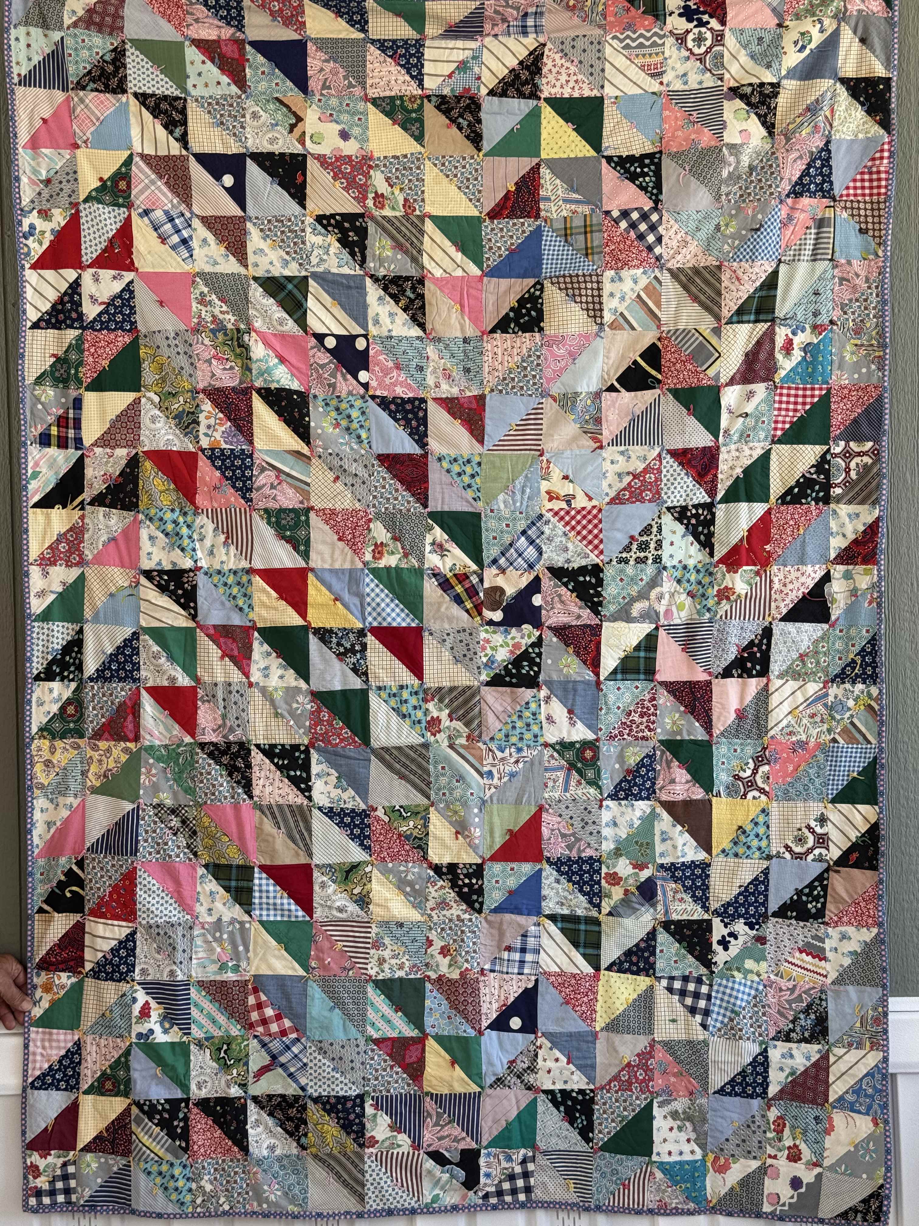 Vintage Quilt Half Square Triangle Scrap
