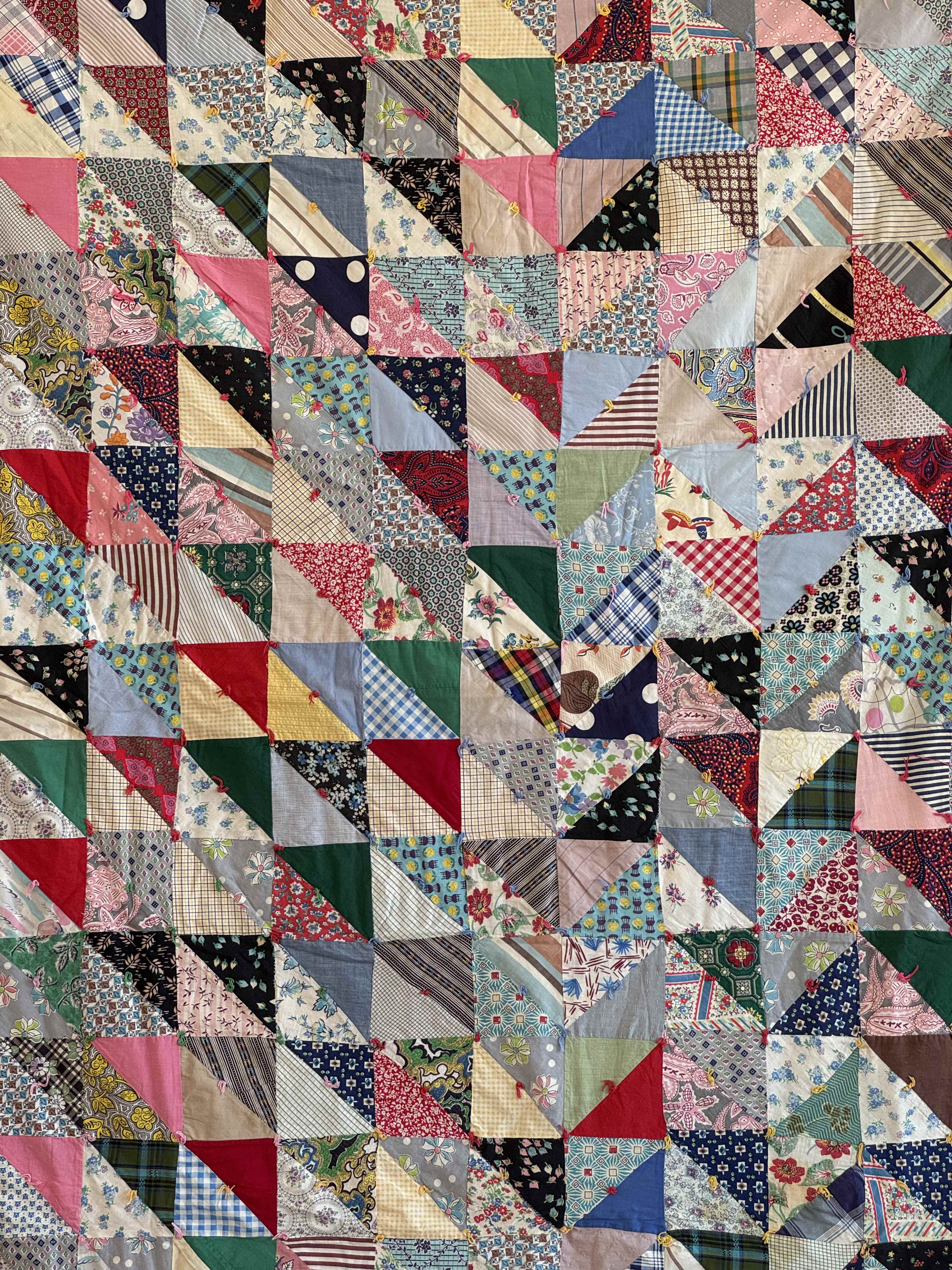 Vintage Quilt Half Square Triangle Scrap