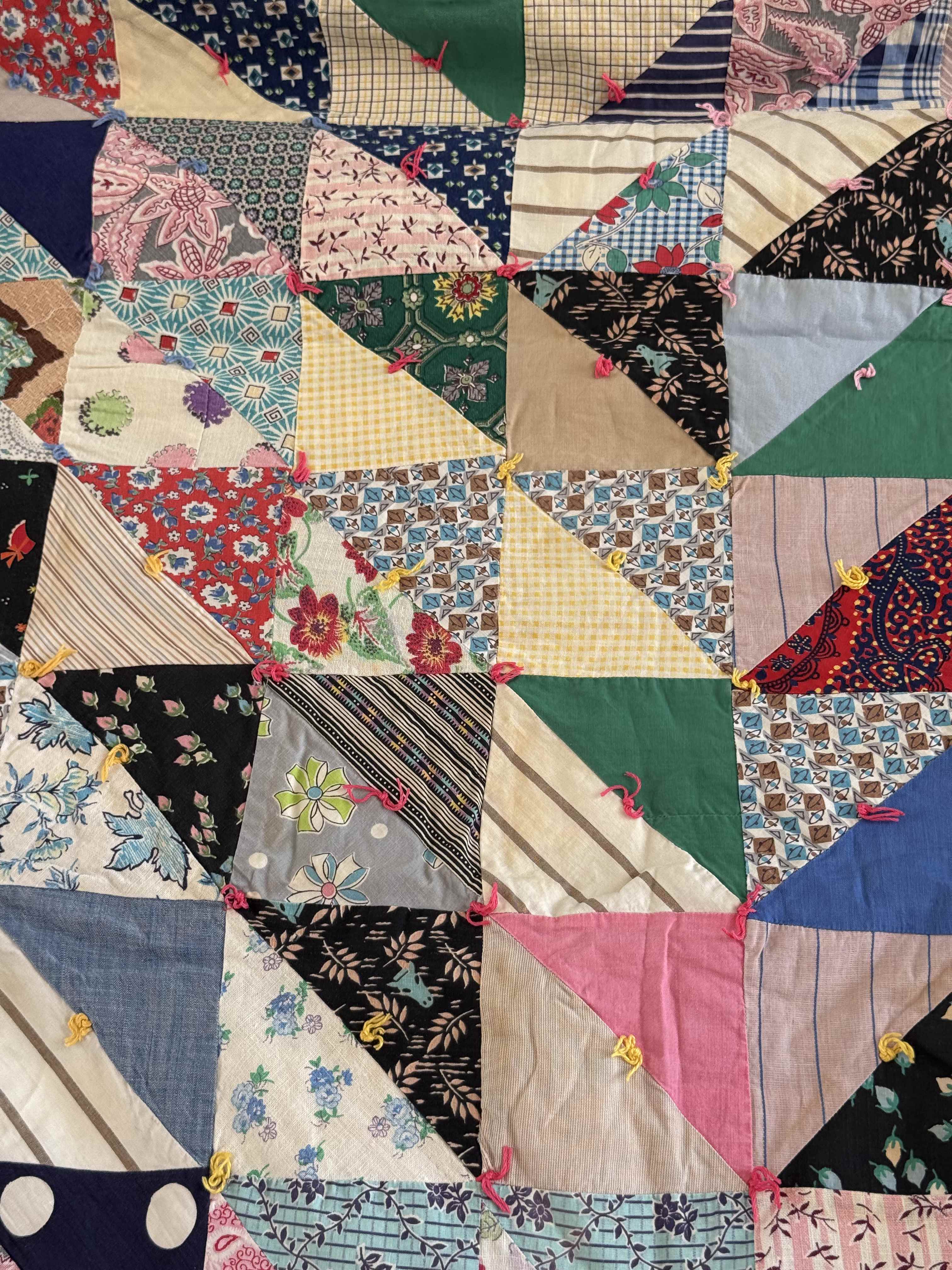 Vintage Quilt Half Square Triangle Scrap