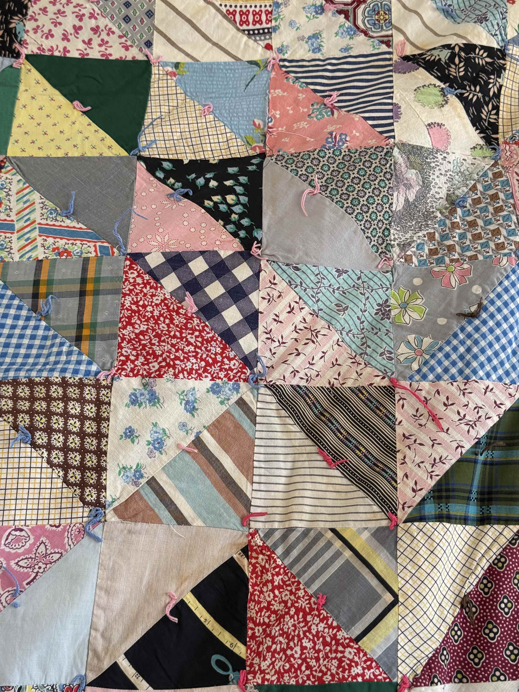Vintage Quilt Half Square Triangle Scrap