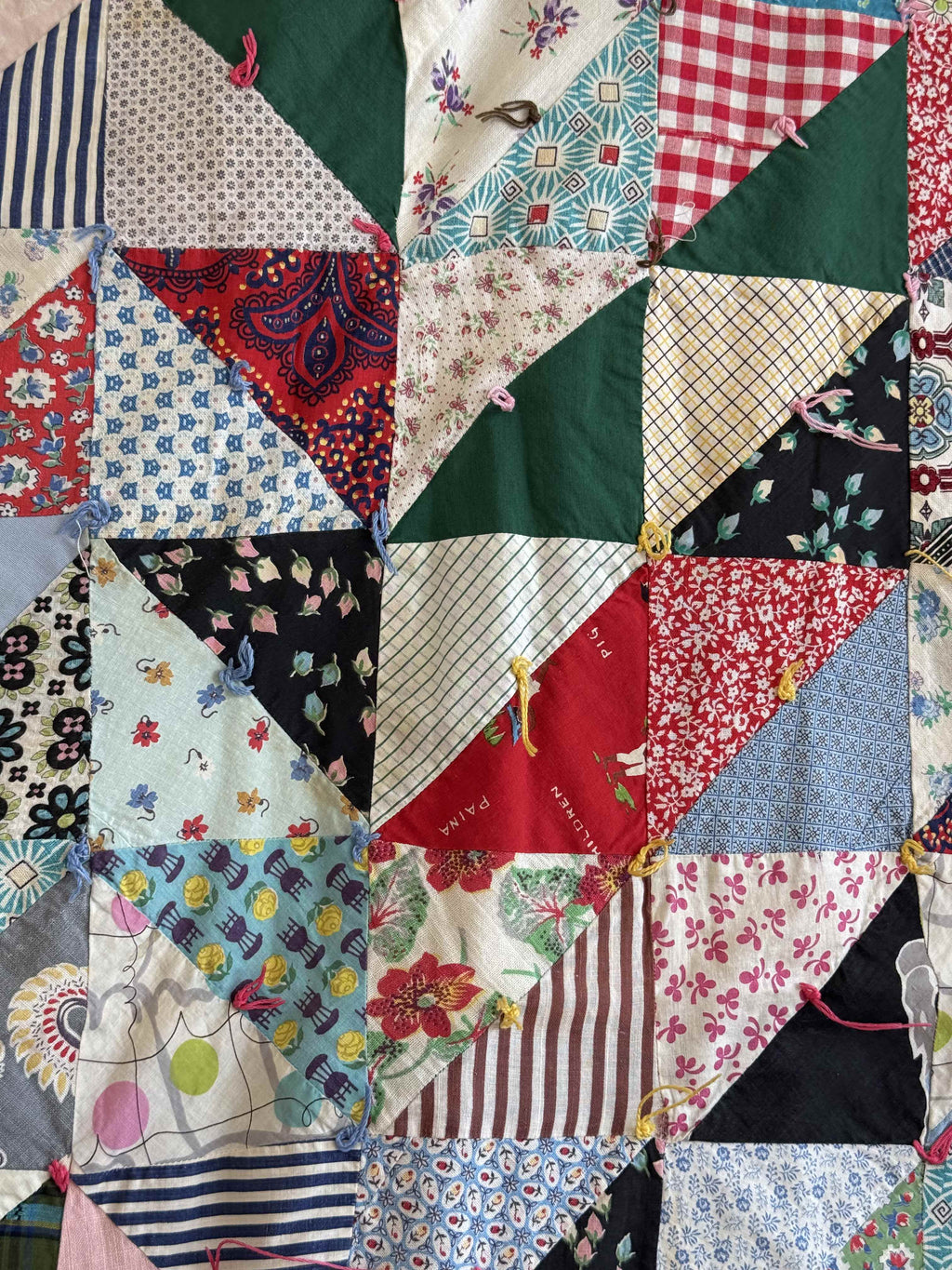 Vintage Quilt Half Square Triangle Scrap