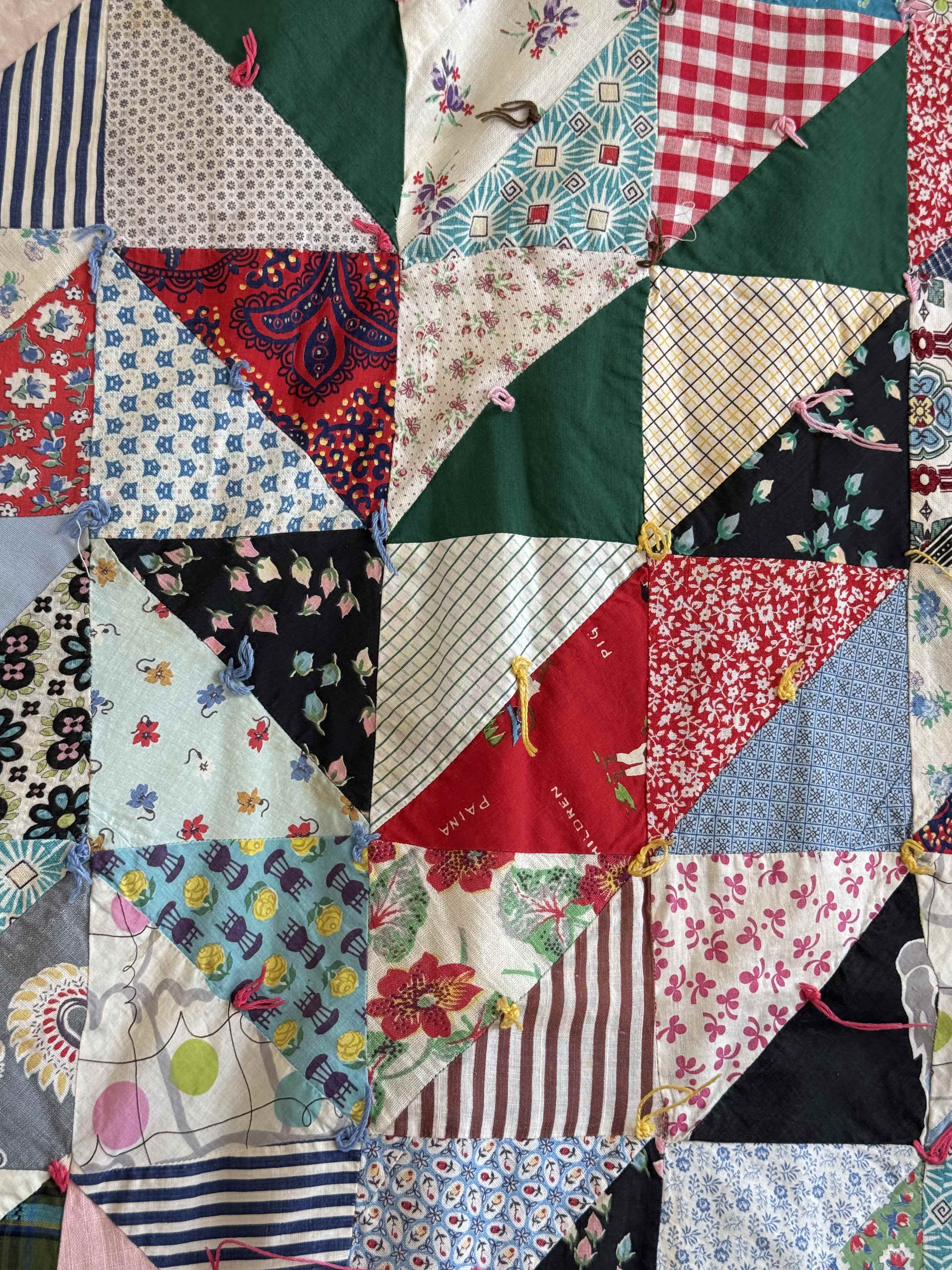Vintage Quilt Half Square Triangle Scrap