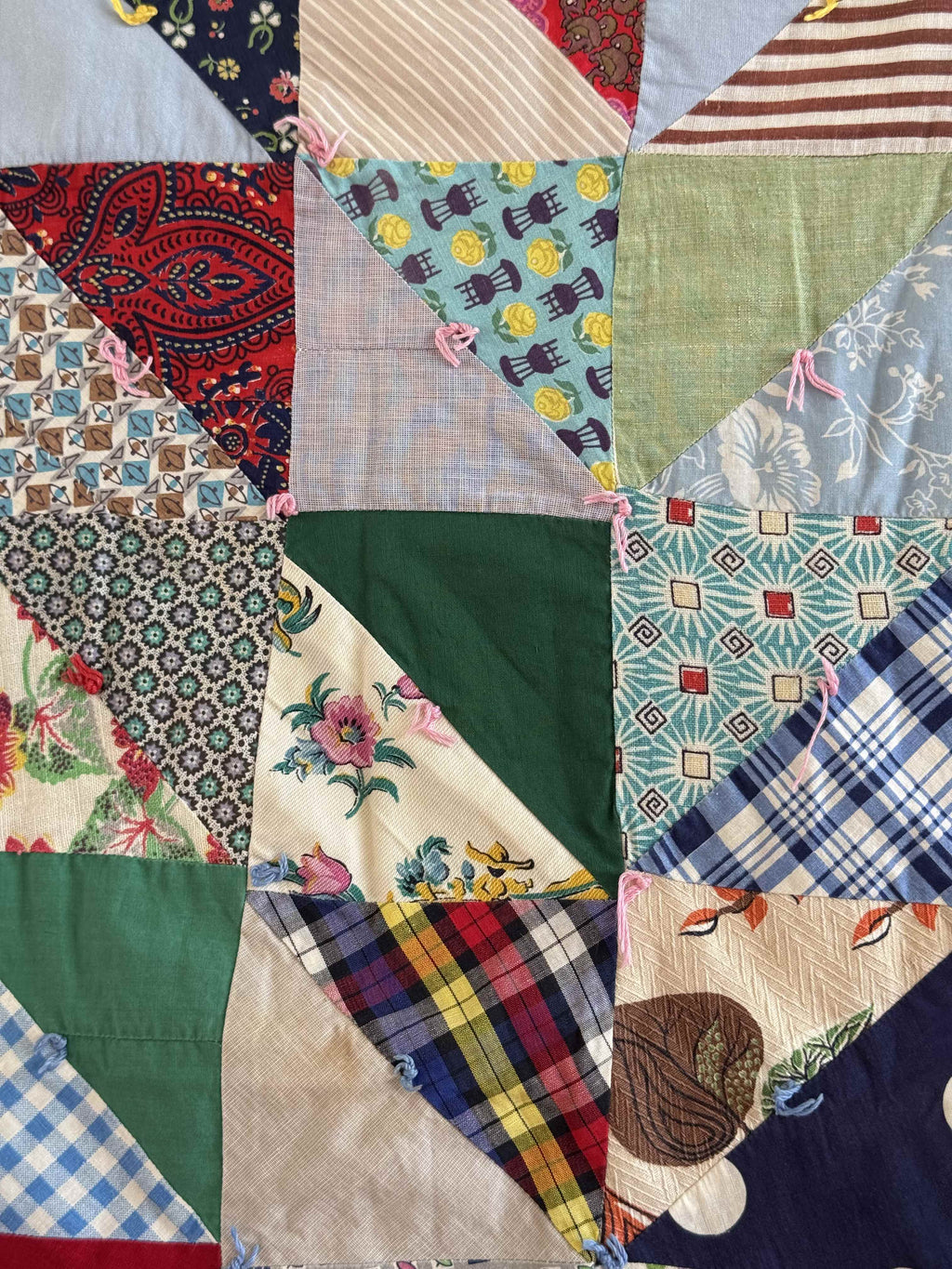 Vintage Quilt Half Square Triangle Scrap