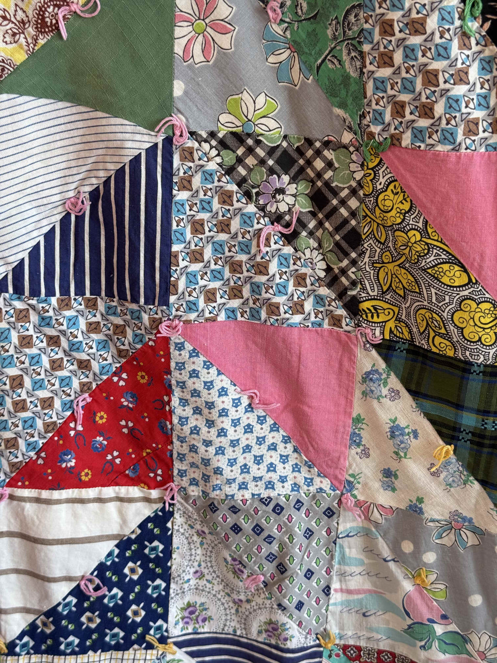 Vintage Quilt Half Square Triangle Scrap