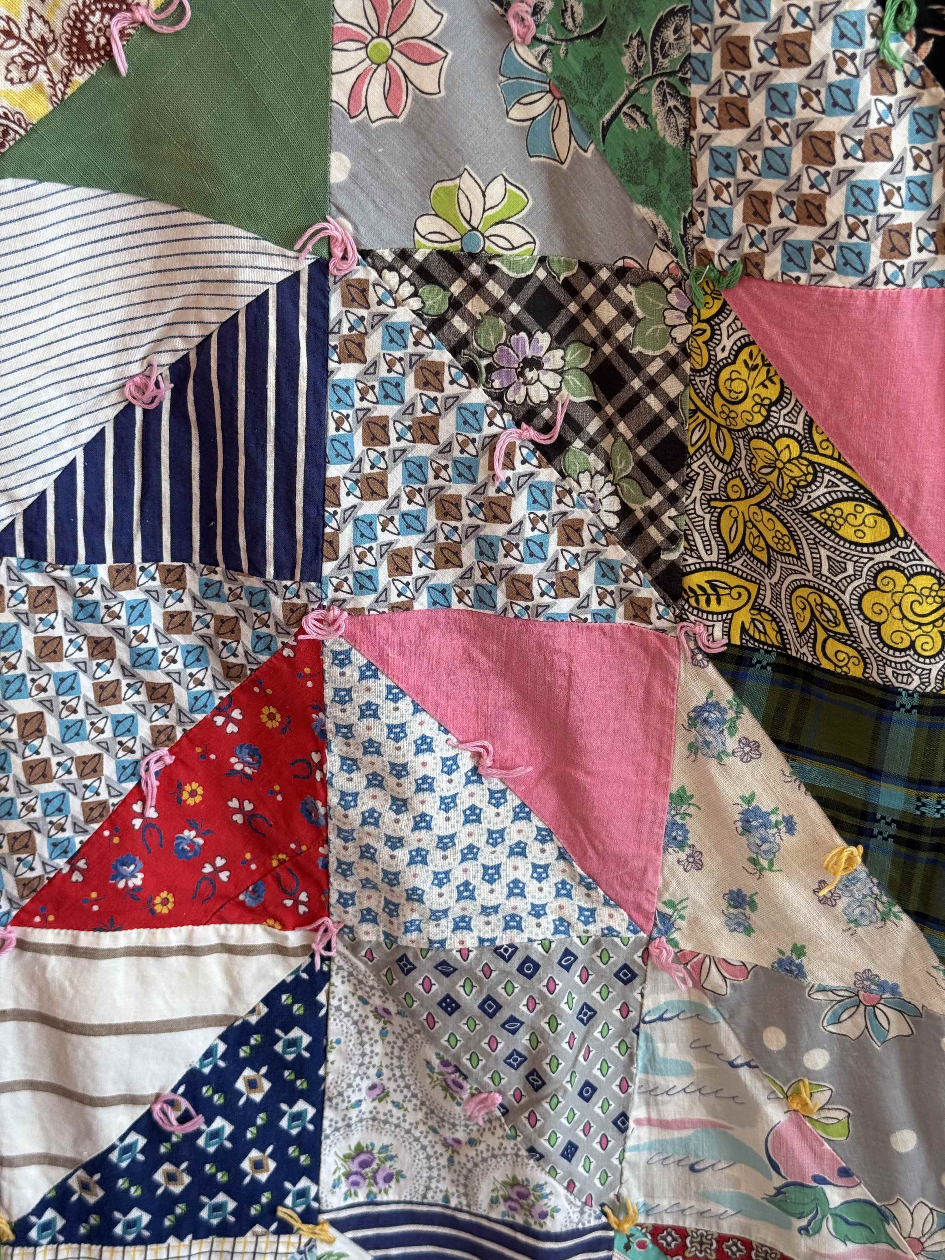 Vintage Quilt Half Square Triangle Scrap