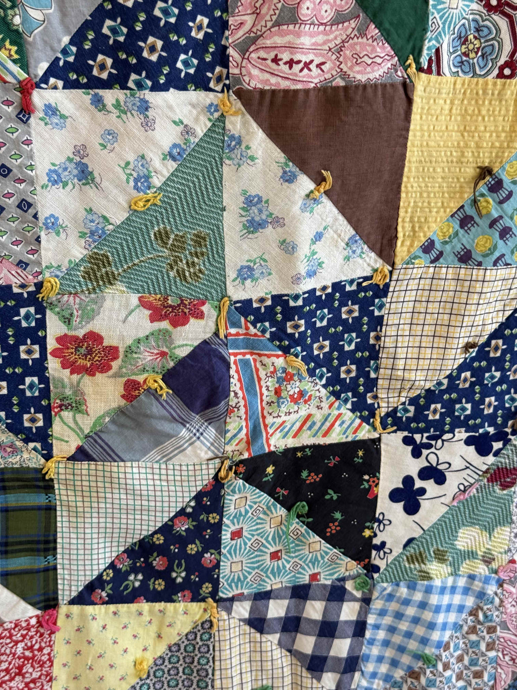 Vintage Quilt Half Square Triangle Scrap