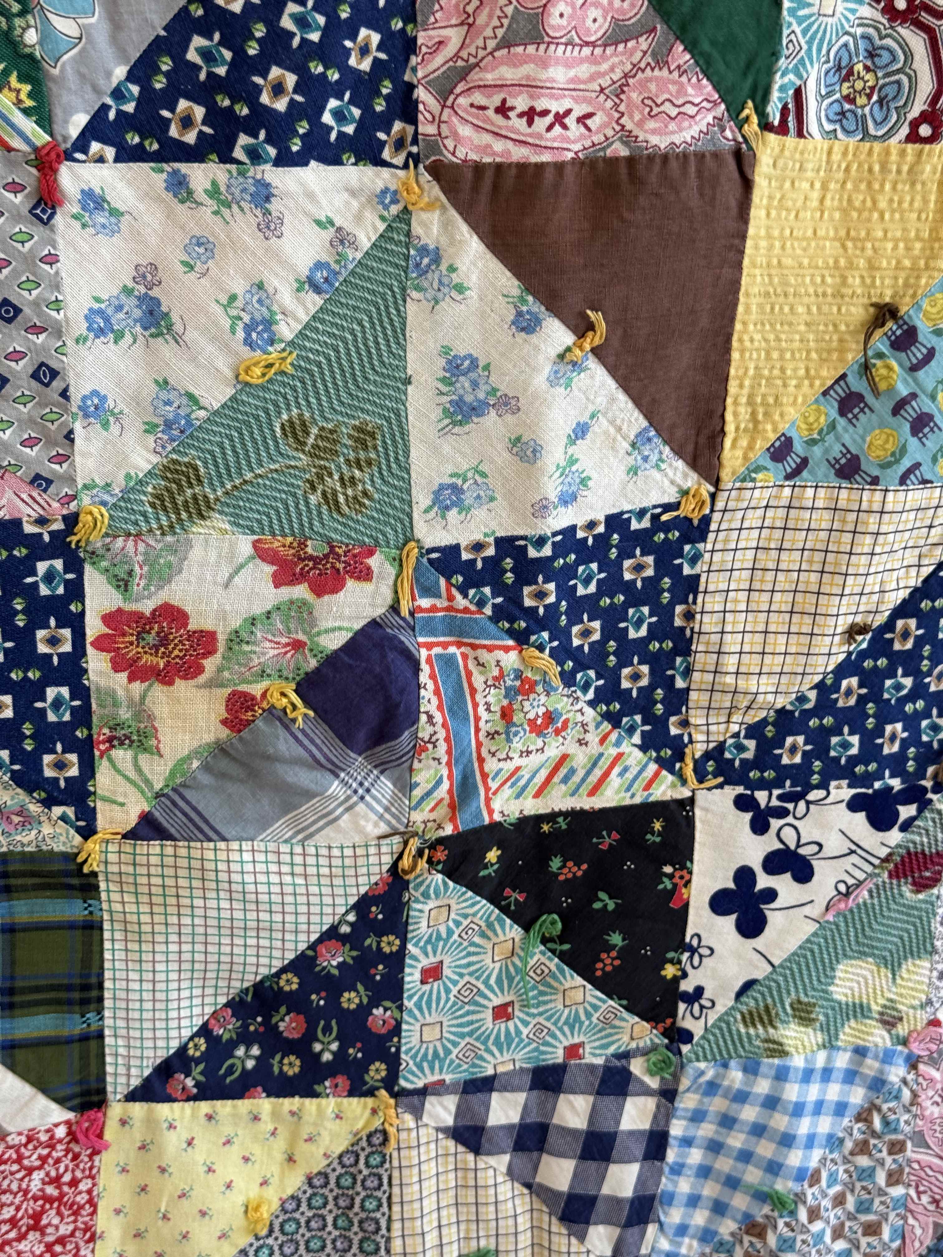 Vintage Quilt Half Square Triangle Scrap