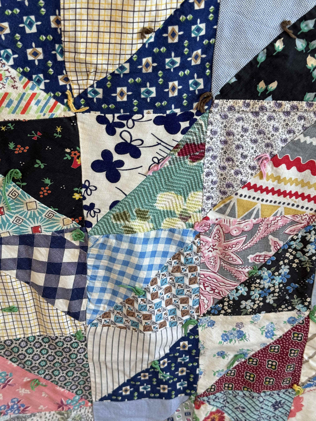 Vintage Quilt Half Square Triangle Scrap