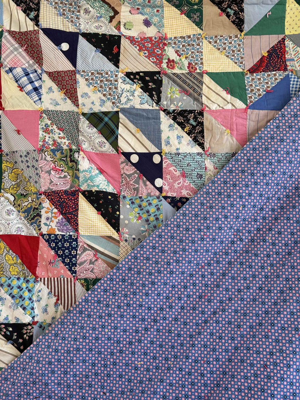 Vintage Quilt Half Square Triangle Scrap