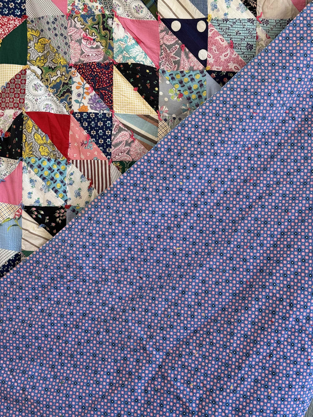 Vintage Quilt Half Square Triangle Scrap