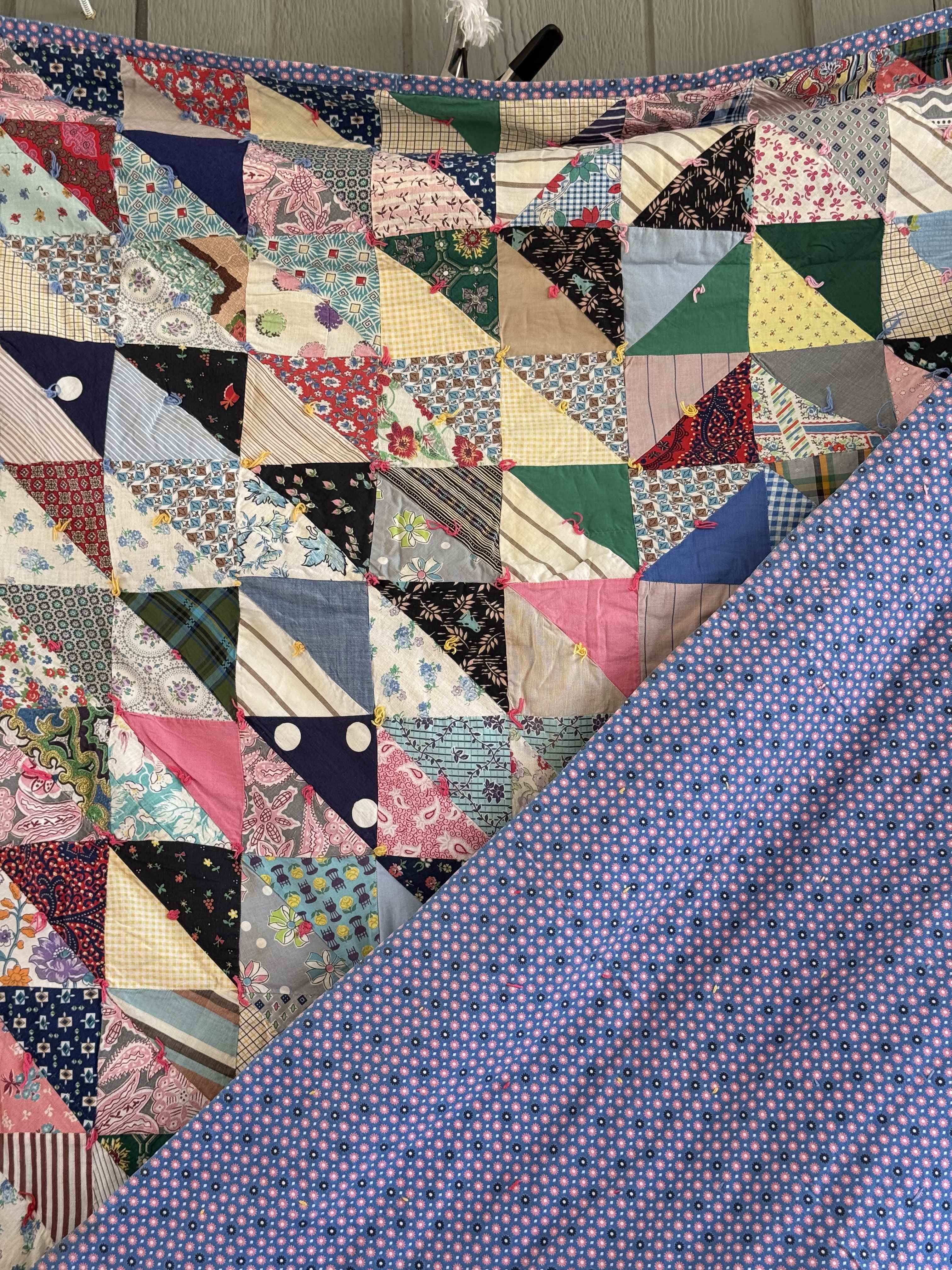 Vintage Quilt Half Square Triangle Scrap