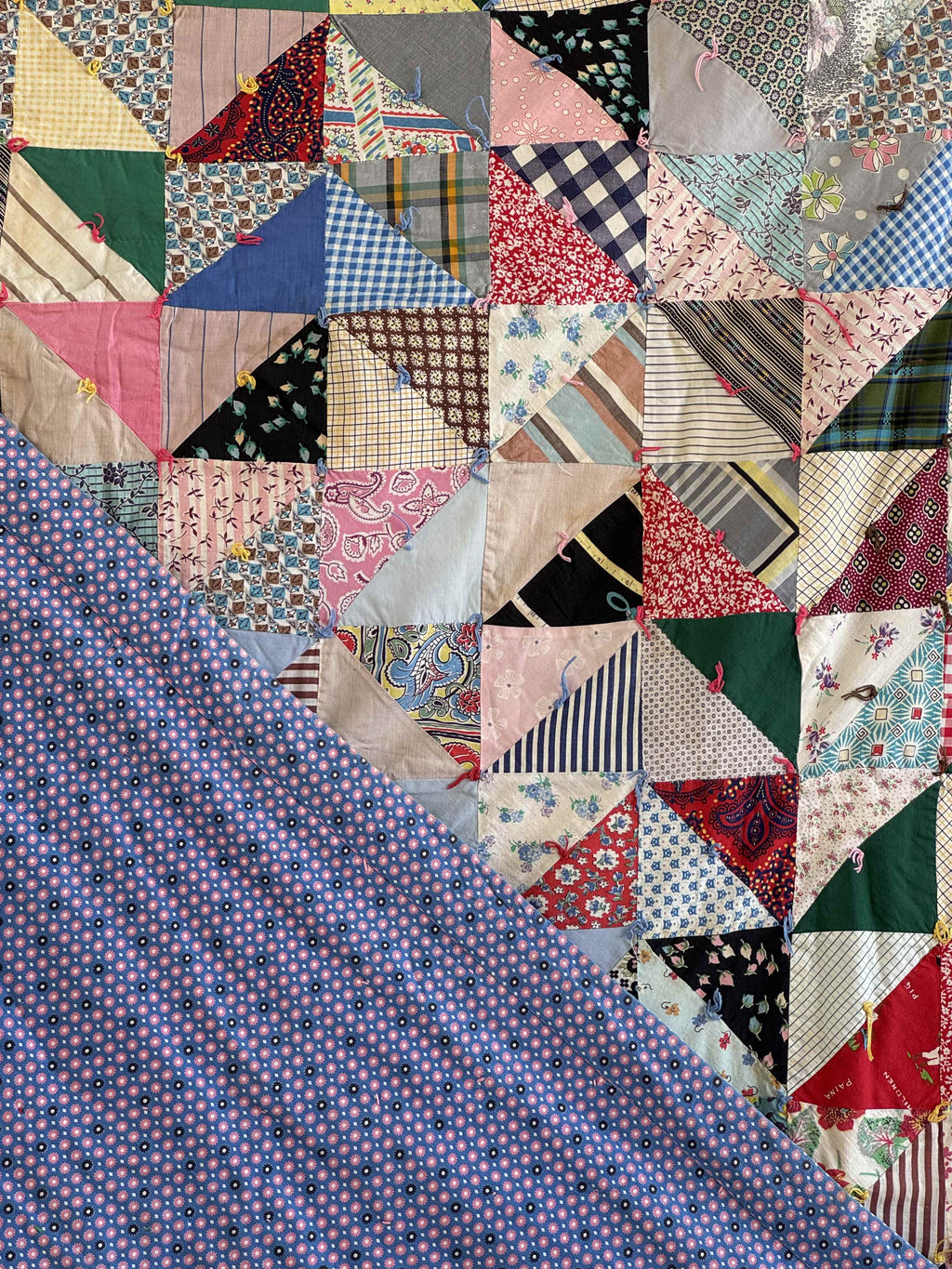 Vintage Quilt Half Square Triangle Scrap